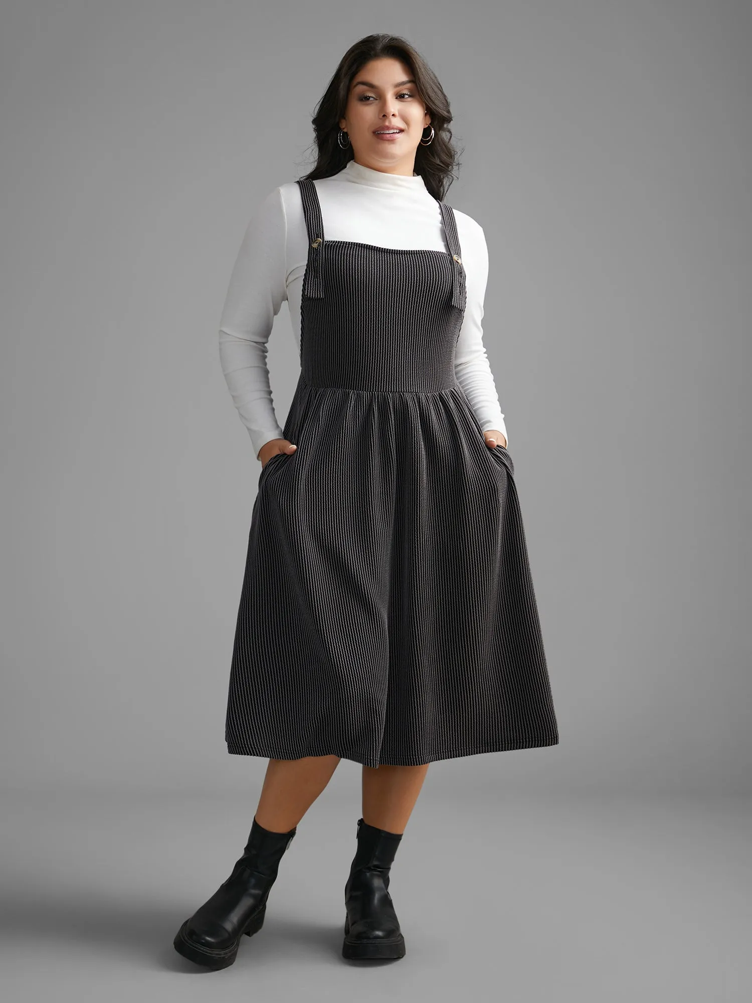 Texture Square Neck Midi Dress sold by Bloomchic