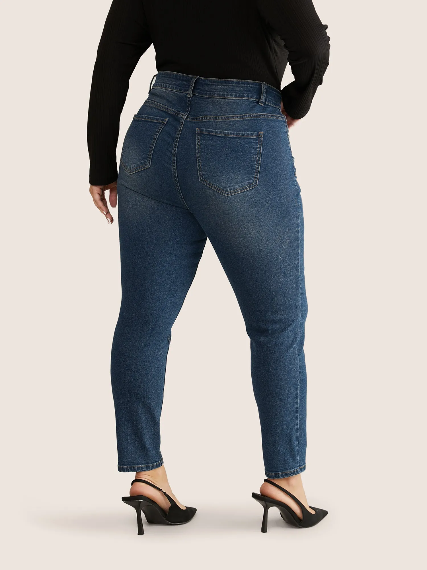 Very Stretchy High Rise Zipper Fly Skinny Jeans sold by Bloomchic product image thumbnail 4