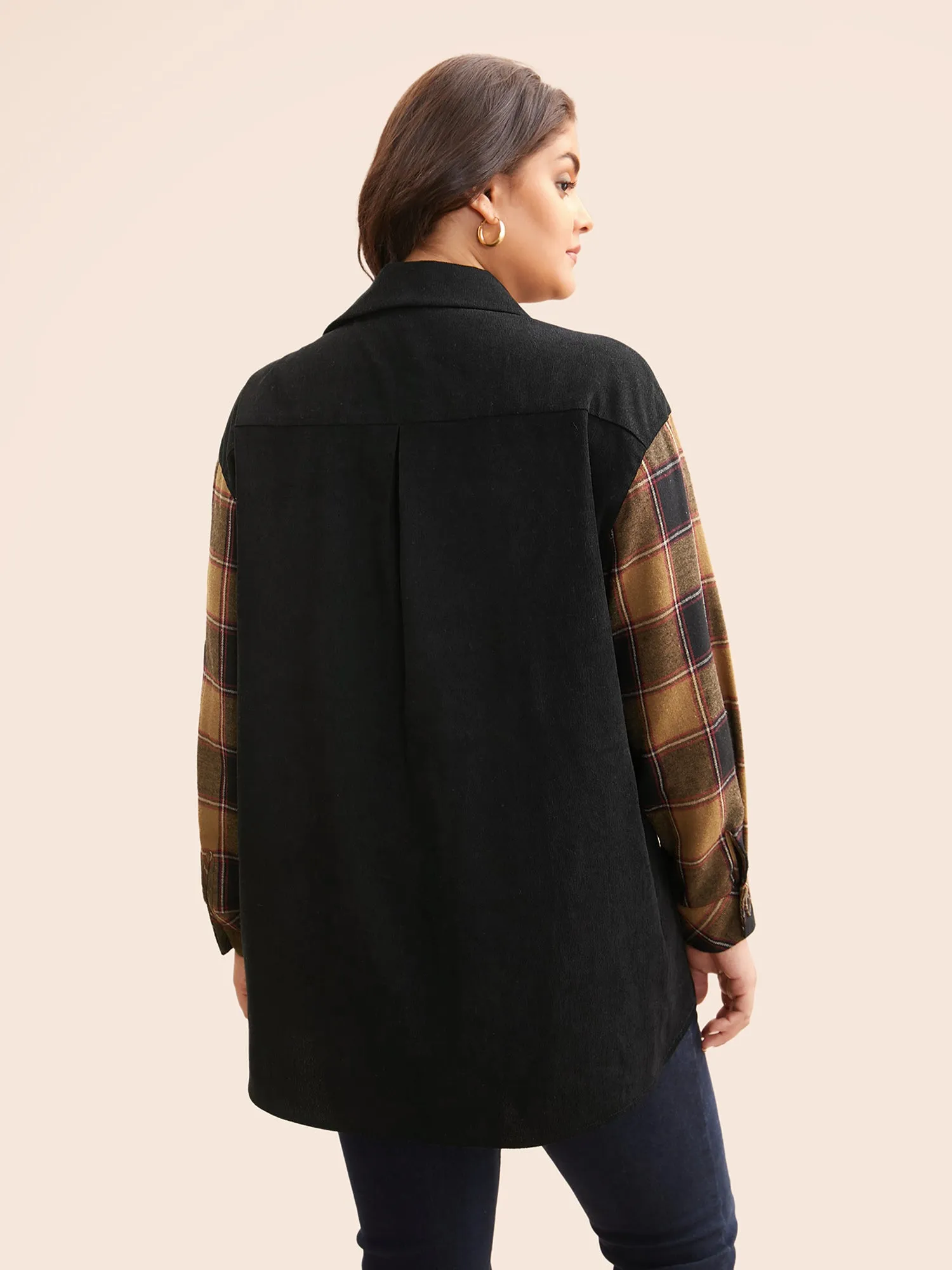 Plaid Patchwork Patched Pocket Jacket sold by Bloomchic product image thumbnail 5