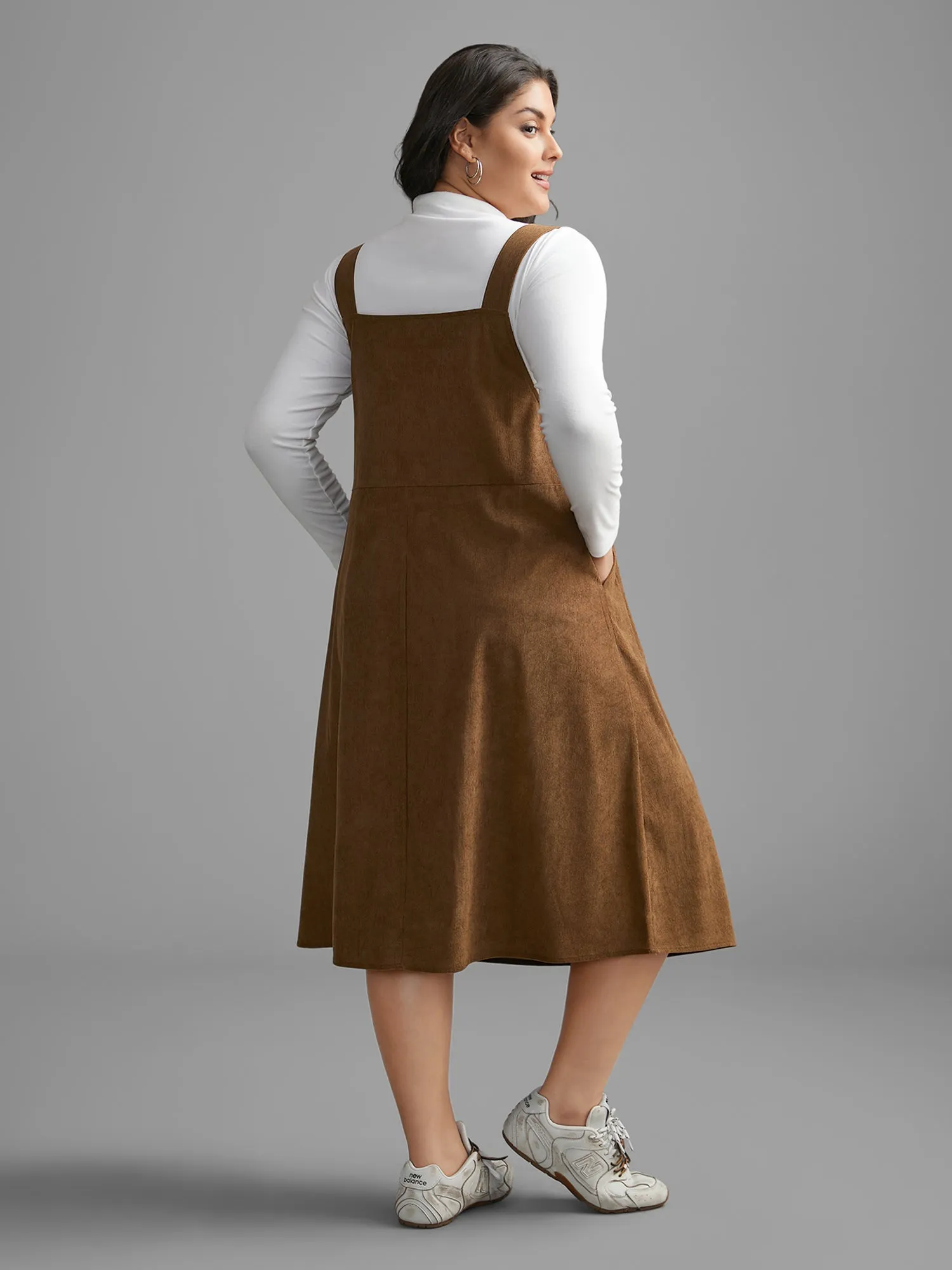 Corduroy Patched Pocket Button Detail Dress sold by Bloomchic product image thumbnail 5