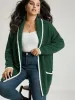 Contrast Trim Fuzzy Patched Pocket Cardigan sold by Bloomchic