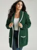 Contrast Trim Fuzzy Patched Pocket Cardigan sold by Bloomchic