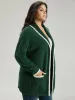 Contrast Trim Fuzzy Patched Pocket Cardigan sold by Bloomchic