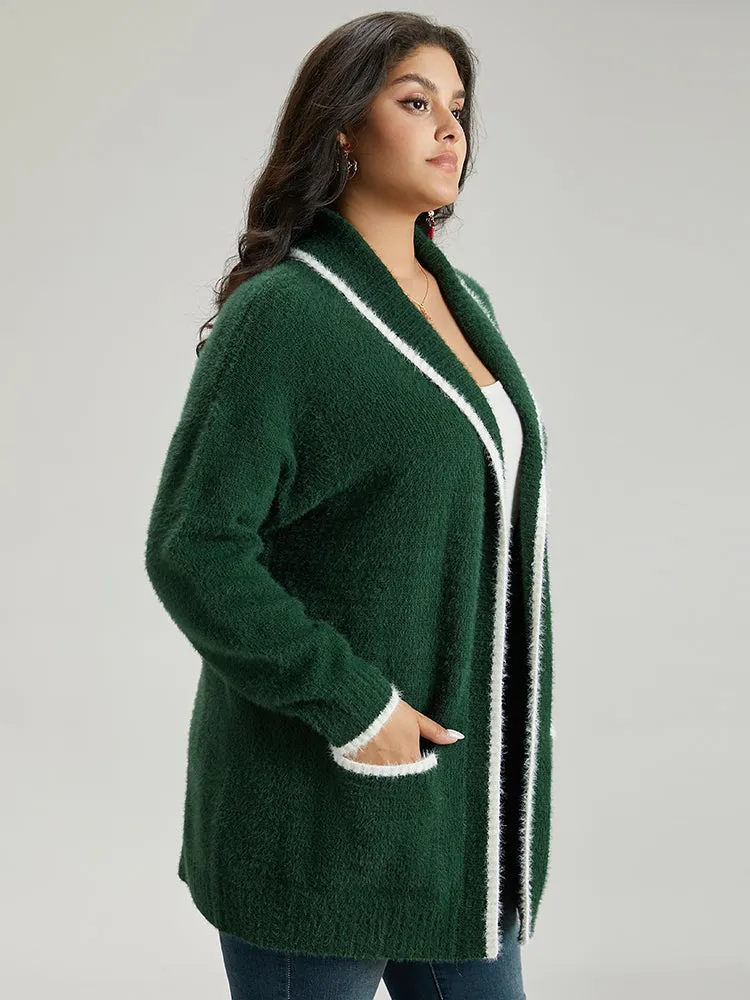 Contrast Trim Fuzzy Patched Pocket Cardigan sold by Bloomchic product image thumbnail 4