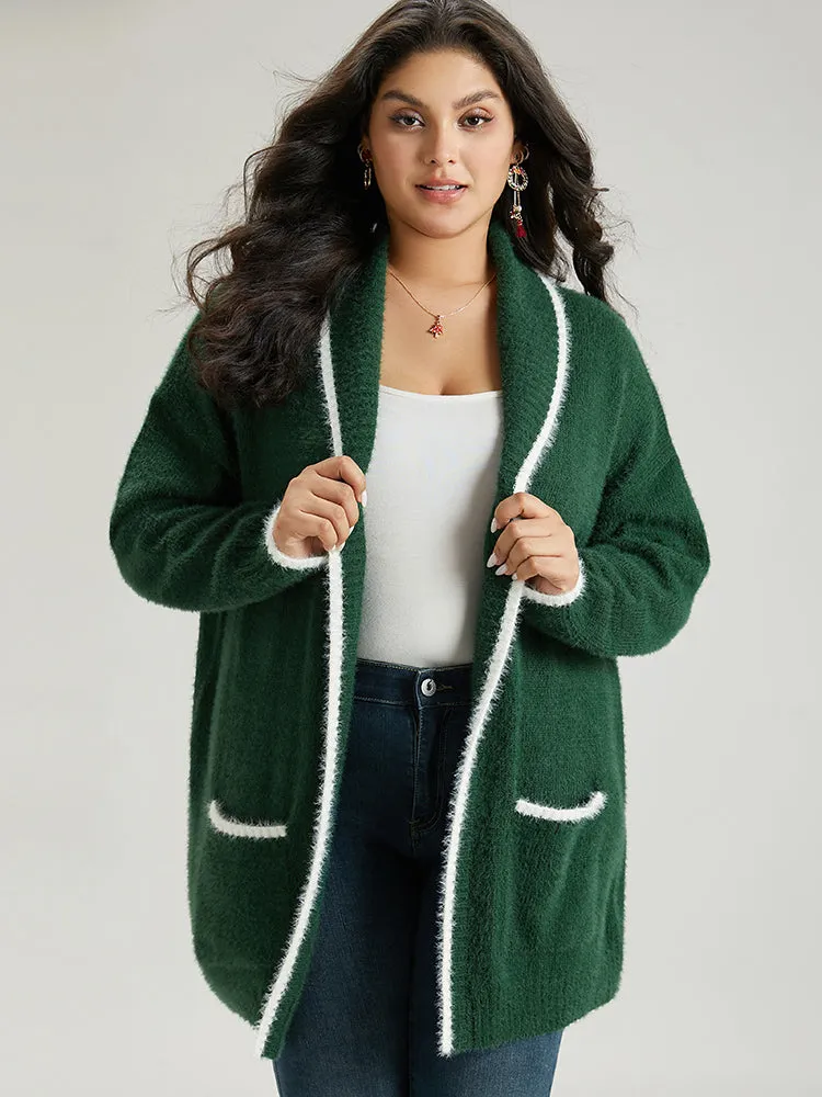 Contrast Trim Fuzzy Patched Pocket Cardigan sold by Bloomchic product image thumbnail 5