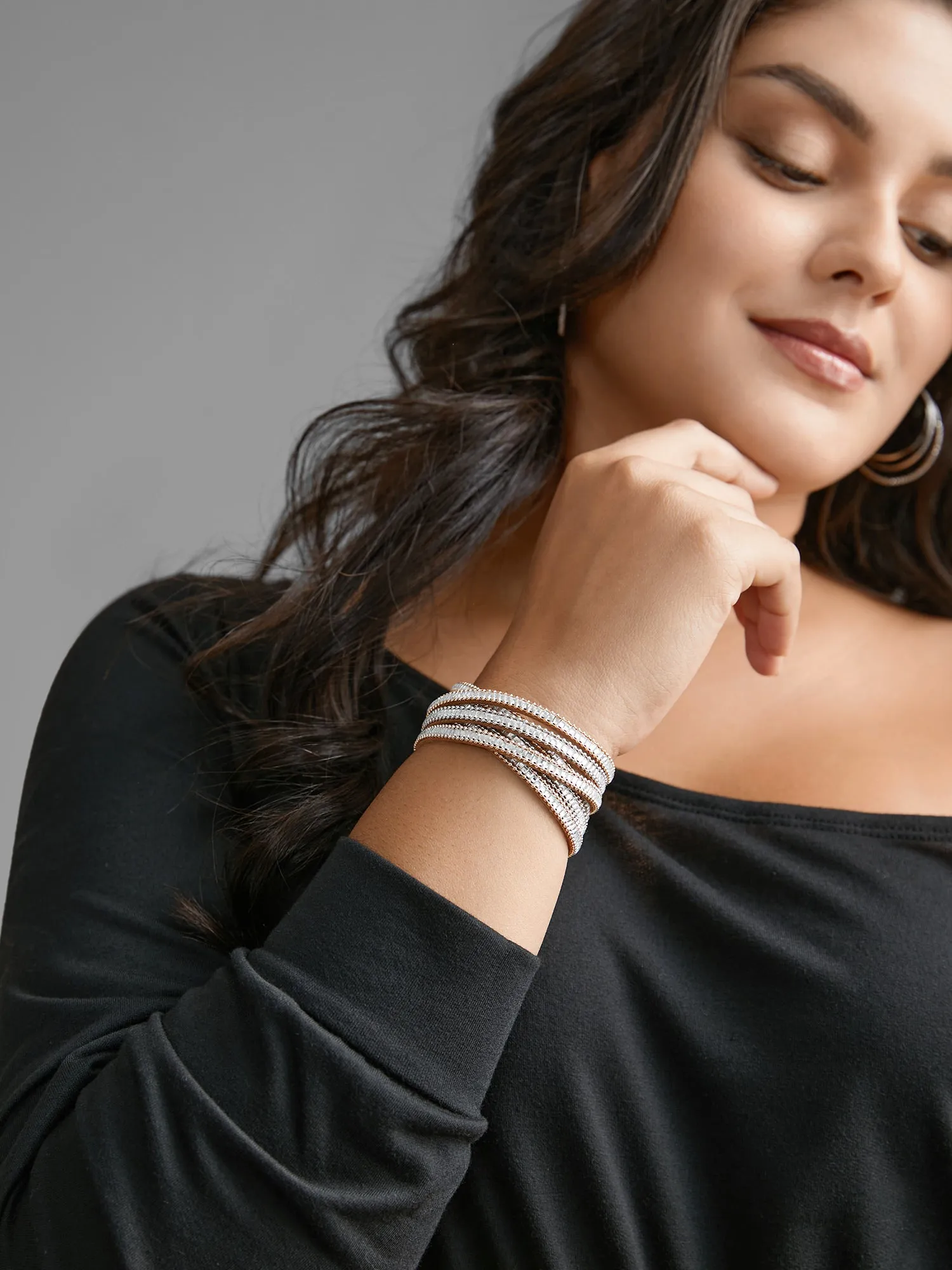 Twist Cubic Zirconia Cuff Bangle Bracelet sold by Bloomchic product image thumbnail 3