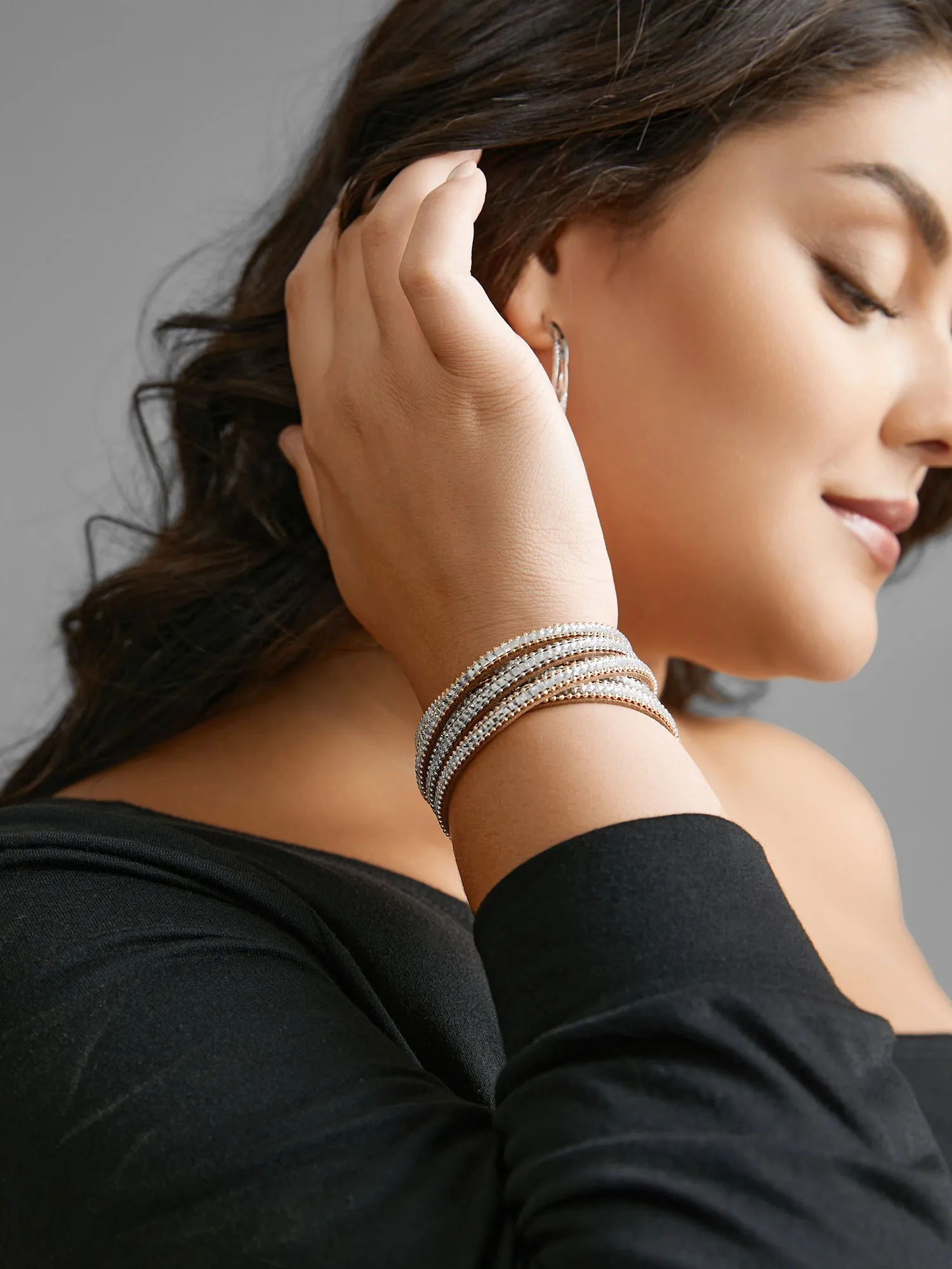 Twist Cubic Zirconia Cuff Bangle Bracelet sold by Bloomchic product image thumbnail 4