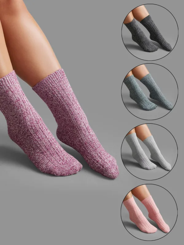 5pairs Plain Textured Mid-Calf Socks sold by Bloomchic