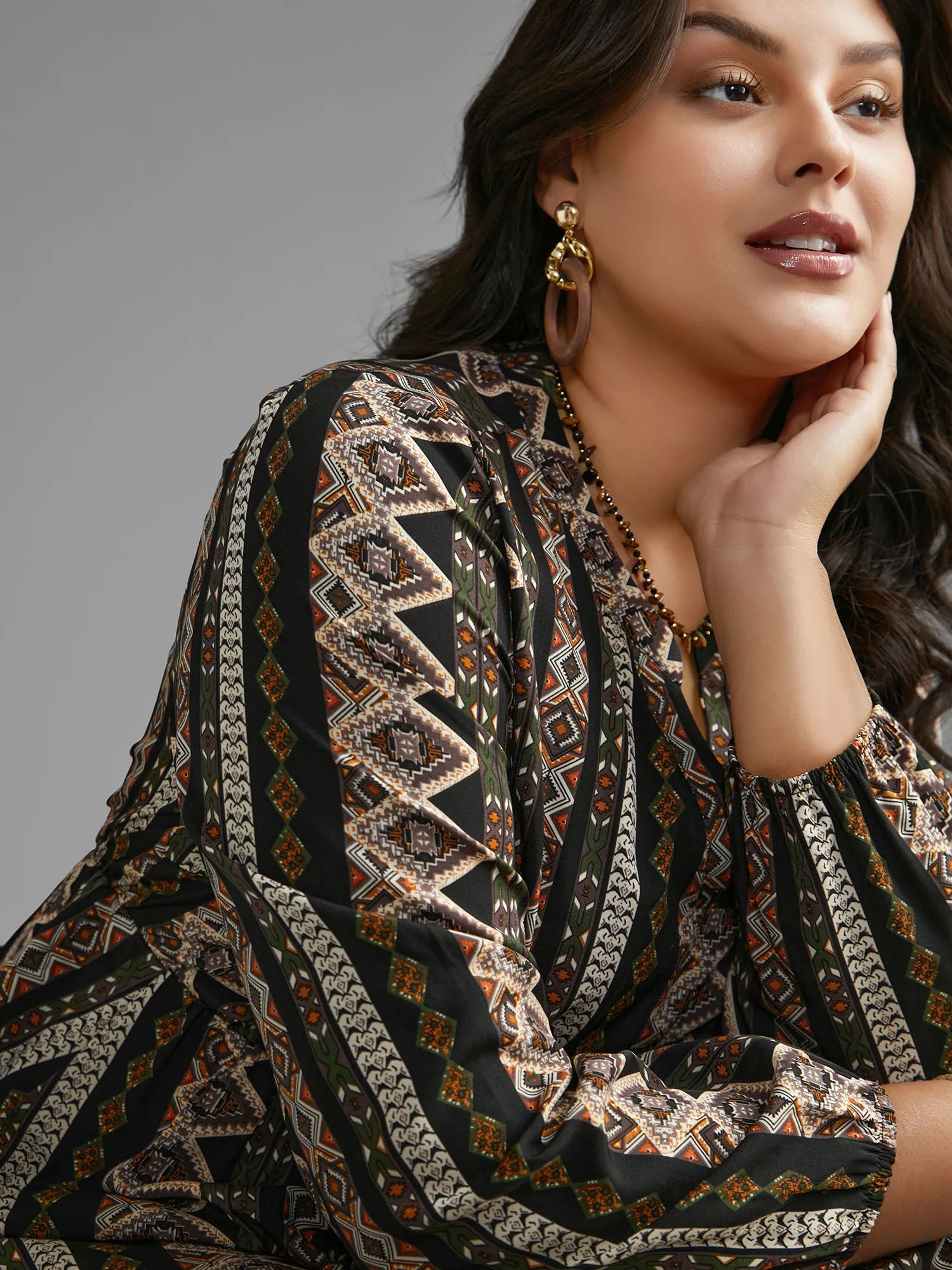 Bandana Lantern Sleeve Ruffle Hem Dress sold by Bloomchic product image thumbnail 2