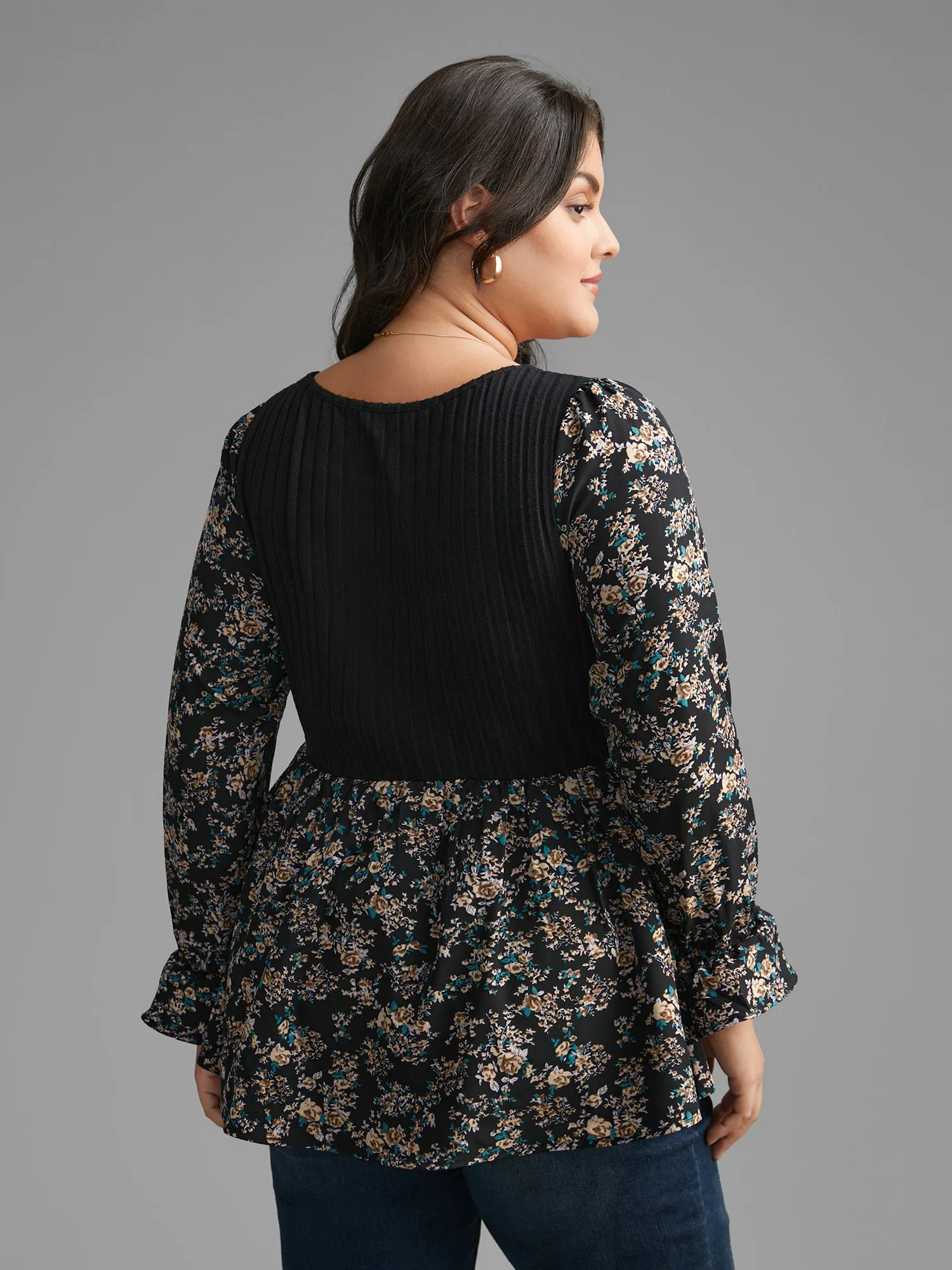 Floral Patchwork Gathered Texture Top sold by Bloomchic product image thumbnail 5