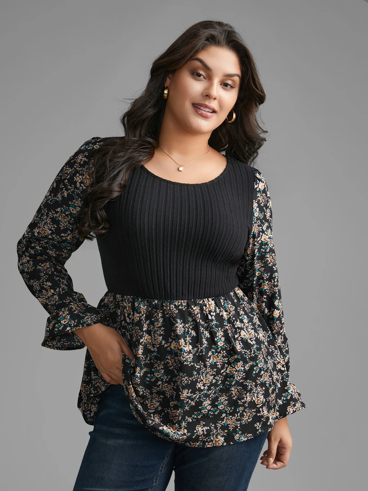 Floral Patchwork Gathered Texture Top sold by Bloomchic product image thumbnail 4