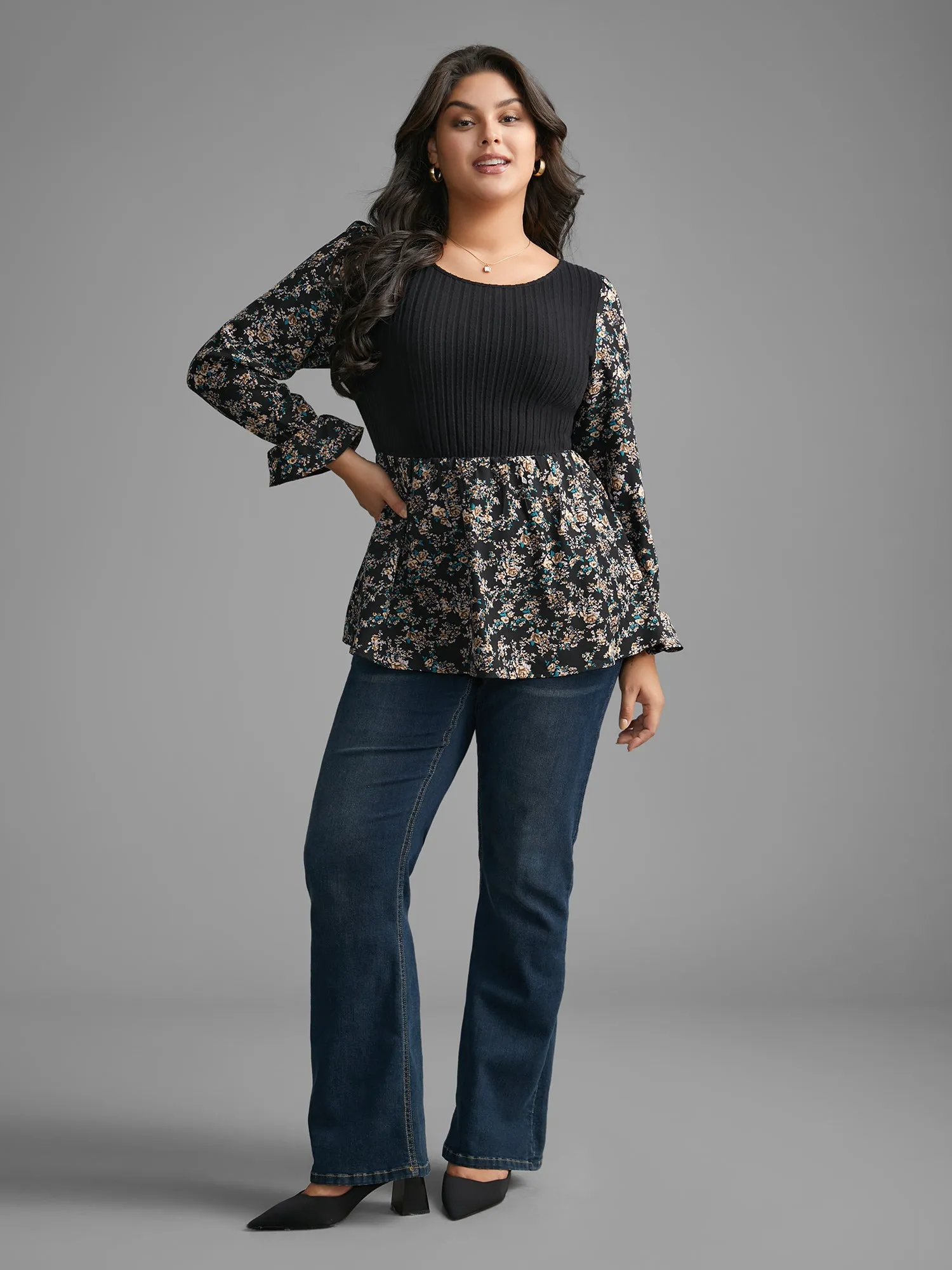 Floral Patchwork Gathered Texture Top sold by Bloomchic product image thumbnail 2