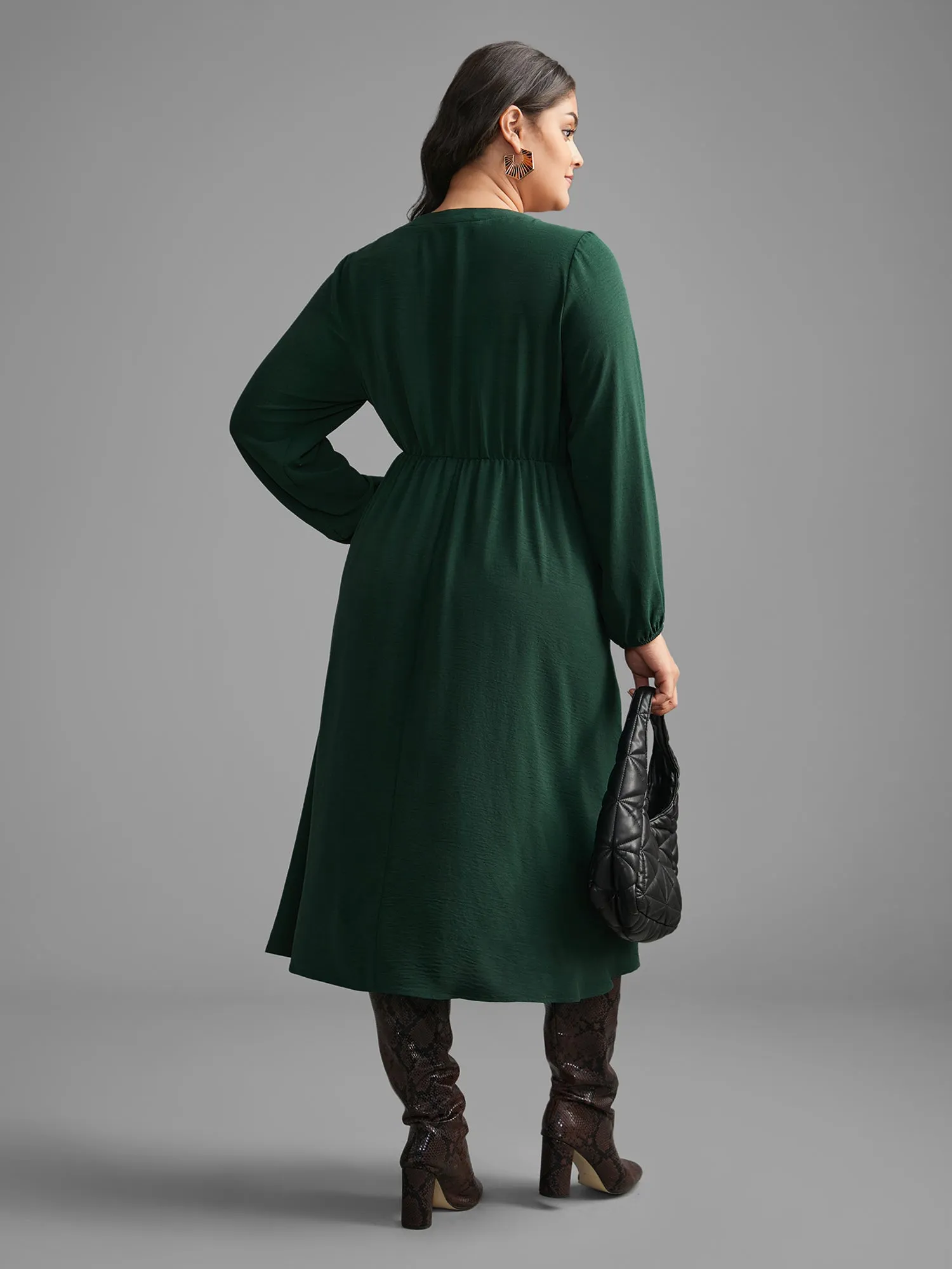 Plain Notched Pleated Midi Dress sold by Bloomchic product image thumbnail 5