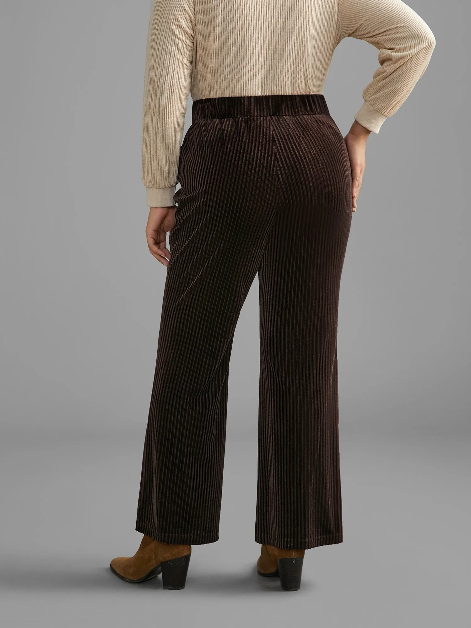 Plain Velvet Stretchy Bootcut Pants sold by Bloomchic product image thumbnail 3