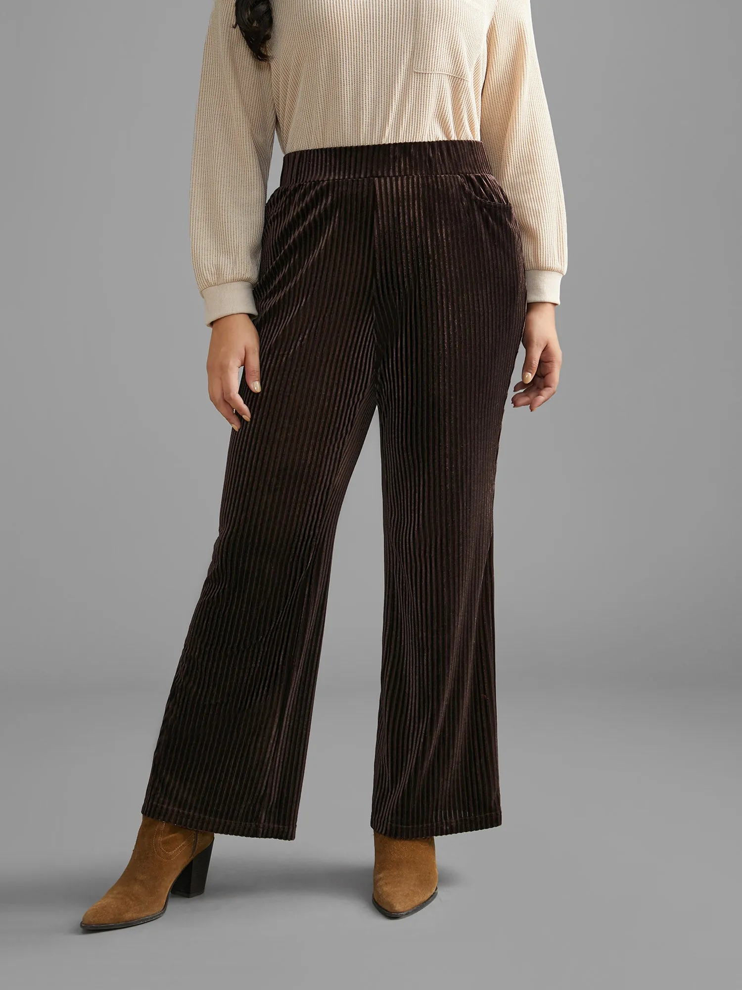 Plain Velvet Stretchy Bootcut Pants sold by Bloomchic