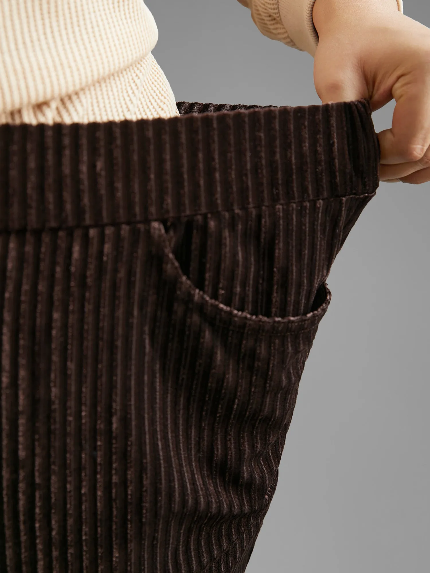 Plain Velvet Stretchy Bootcut Pants sold by Bloomchic product image thumbnail 5