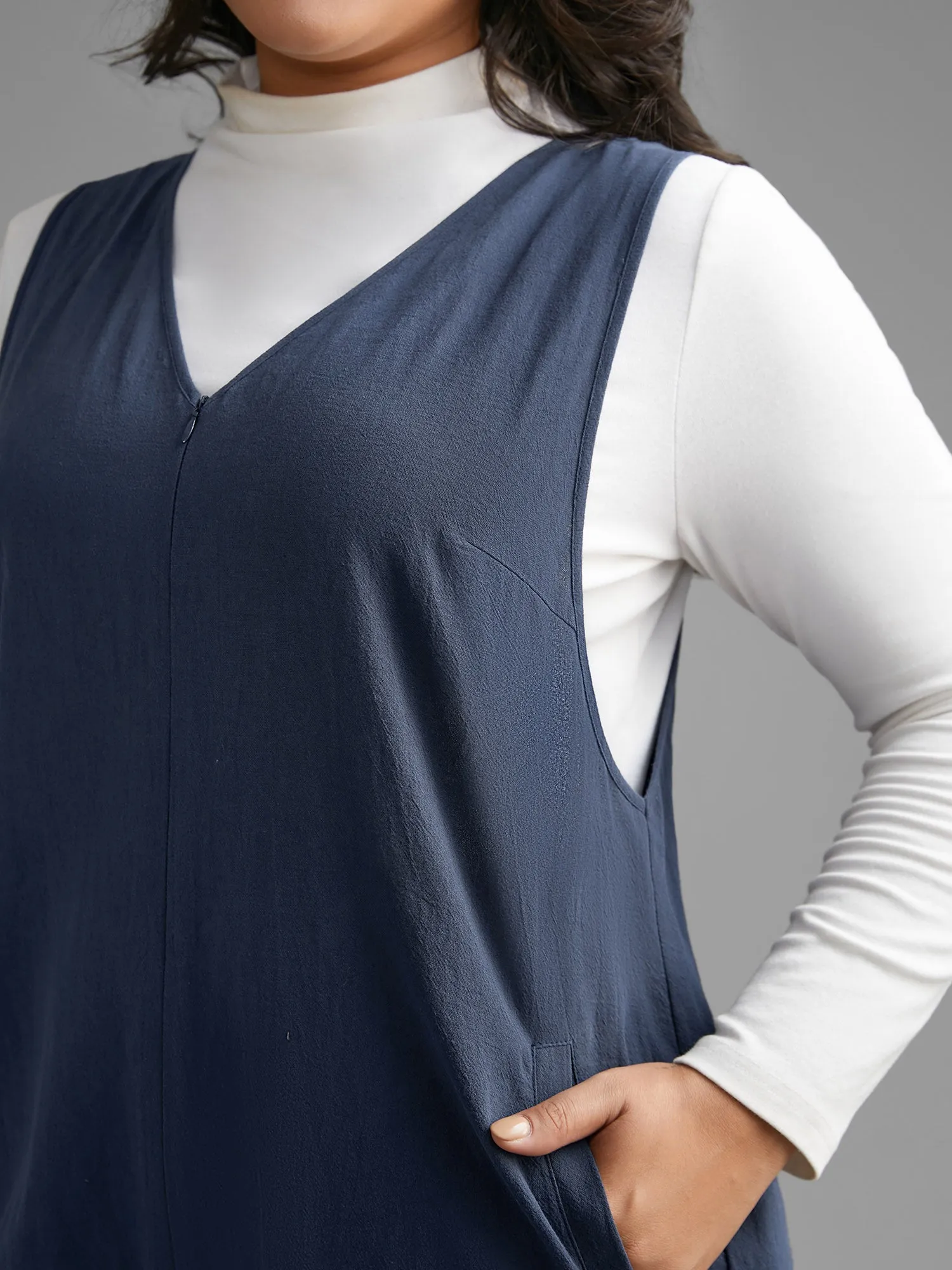 Cotton Solid V Neck Loose Jumpsuit sold by Bloomchic product image thumbnail 2