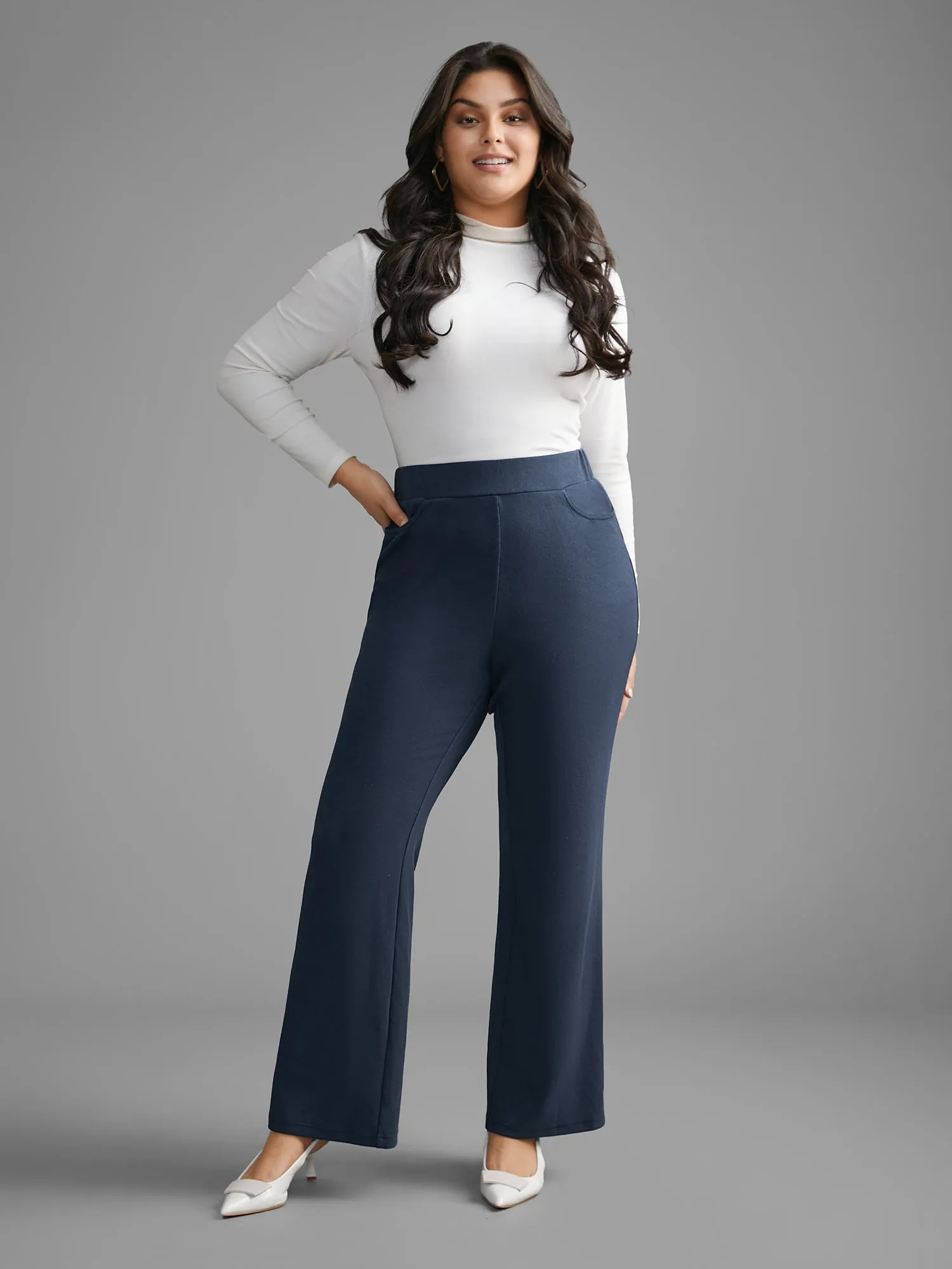 Plain Textured Stretchy Bootcut Pants sold by Bloomchic product image thumbnail 2