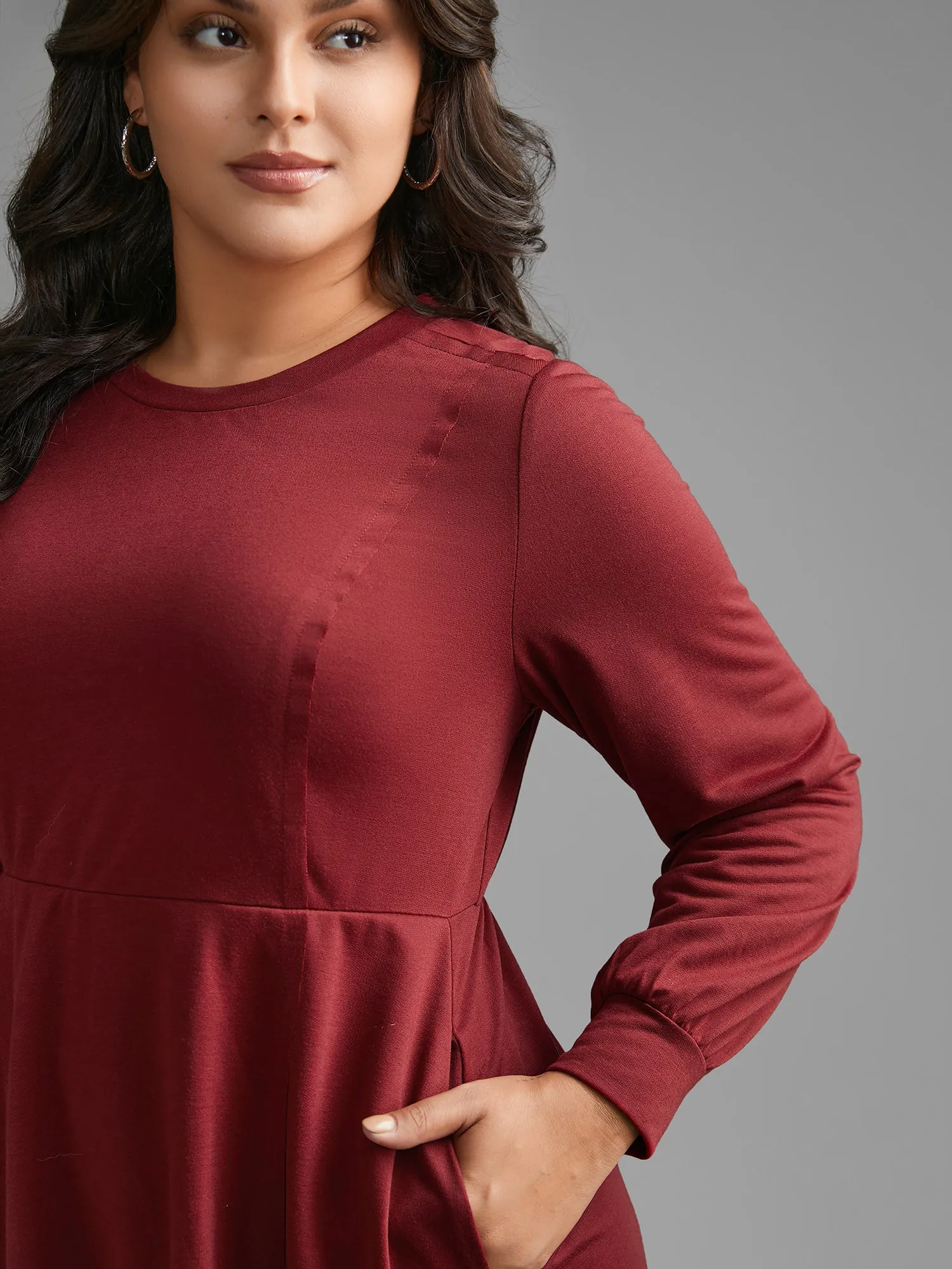 Solid Round Neck Midi Knit Dress sold by Bloomchic product image thumbnail 2