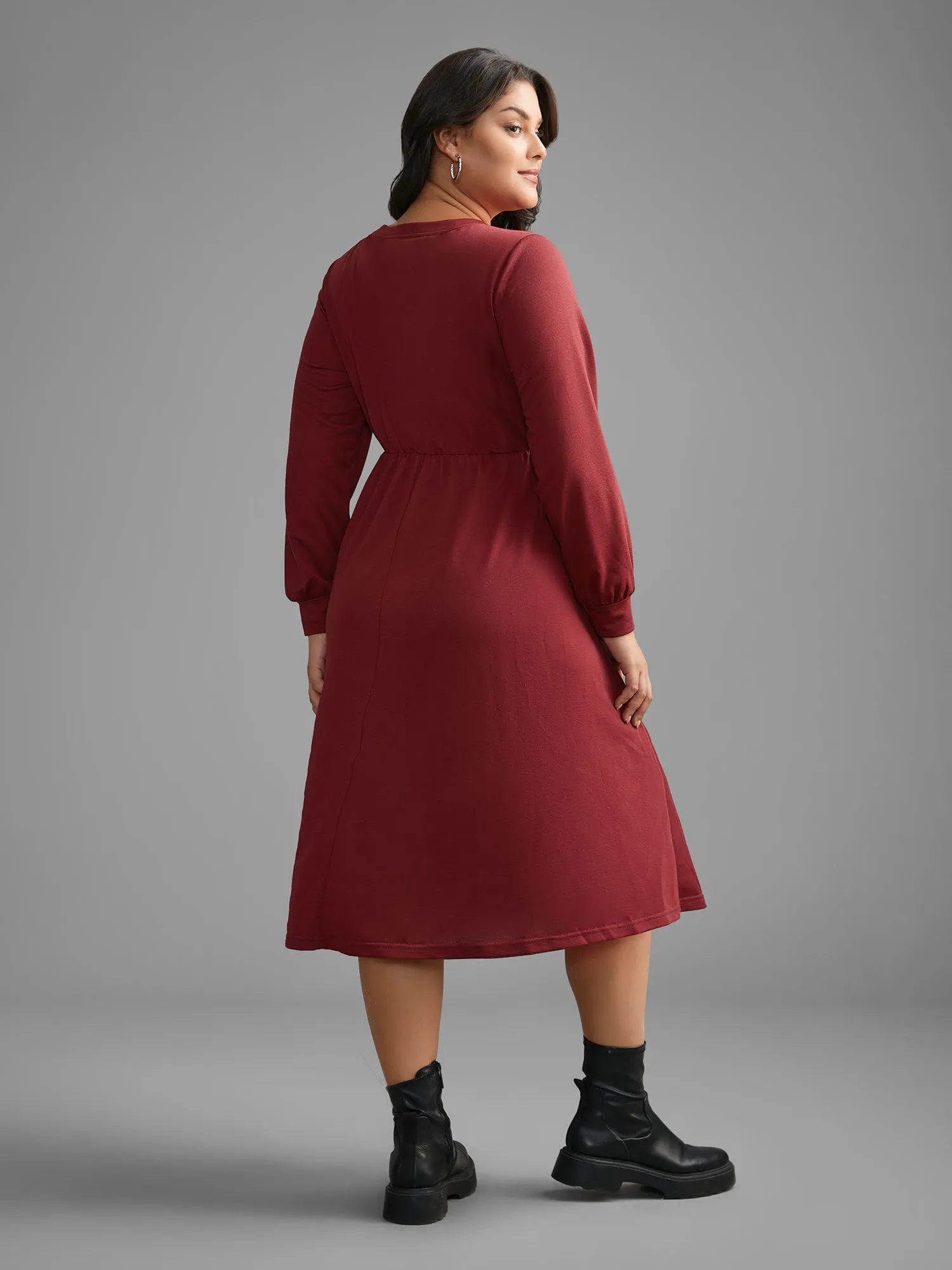 Solid Round Neck Midi Knit Dress sold by Bloomchic product image thumbnail 5