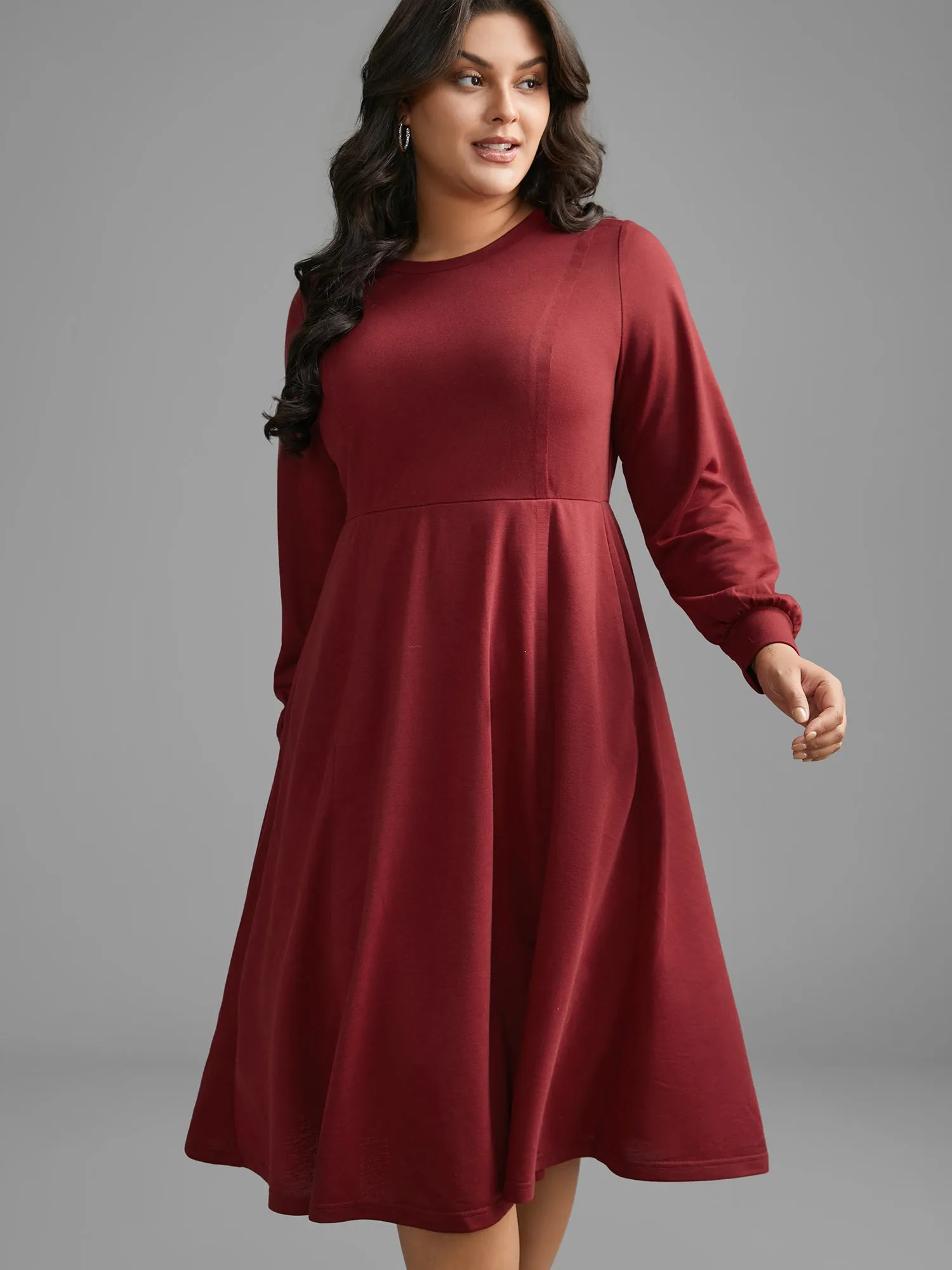 Solid Round Neck Midi Knit Dress sold by Bloomchic product image thumbnail 3