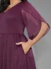 Glitter Mesh Petal Sleeve Midi Dress sold by Bloomchic