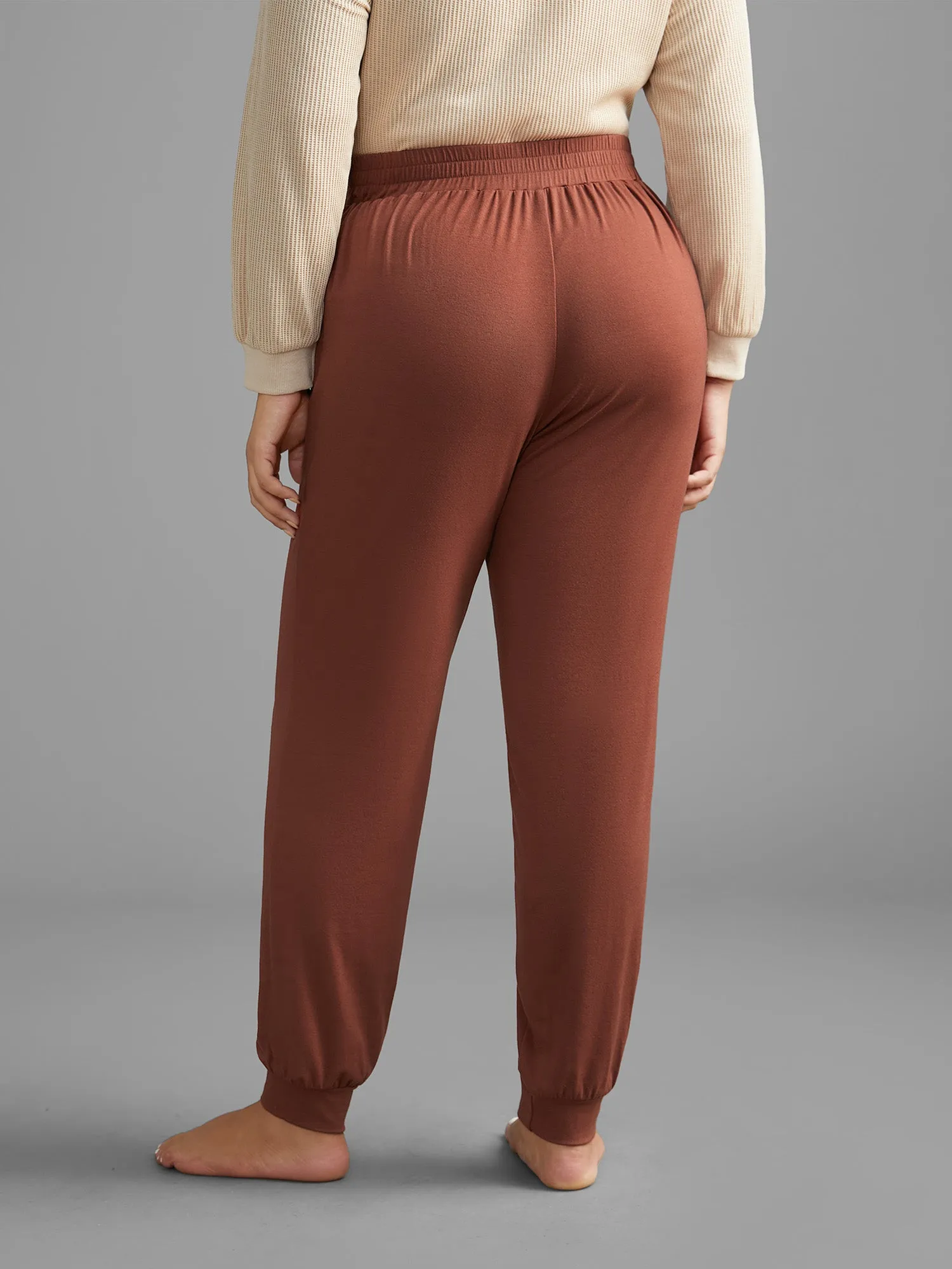 Solid Elastic Waist Gathered Lounge Bottoms sold by Bloomchic product image thumbnail 3