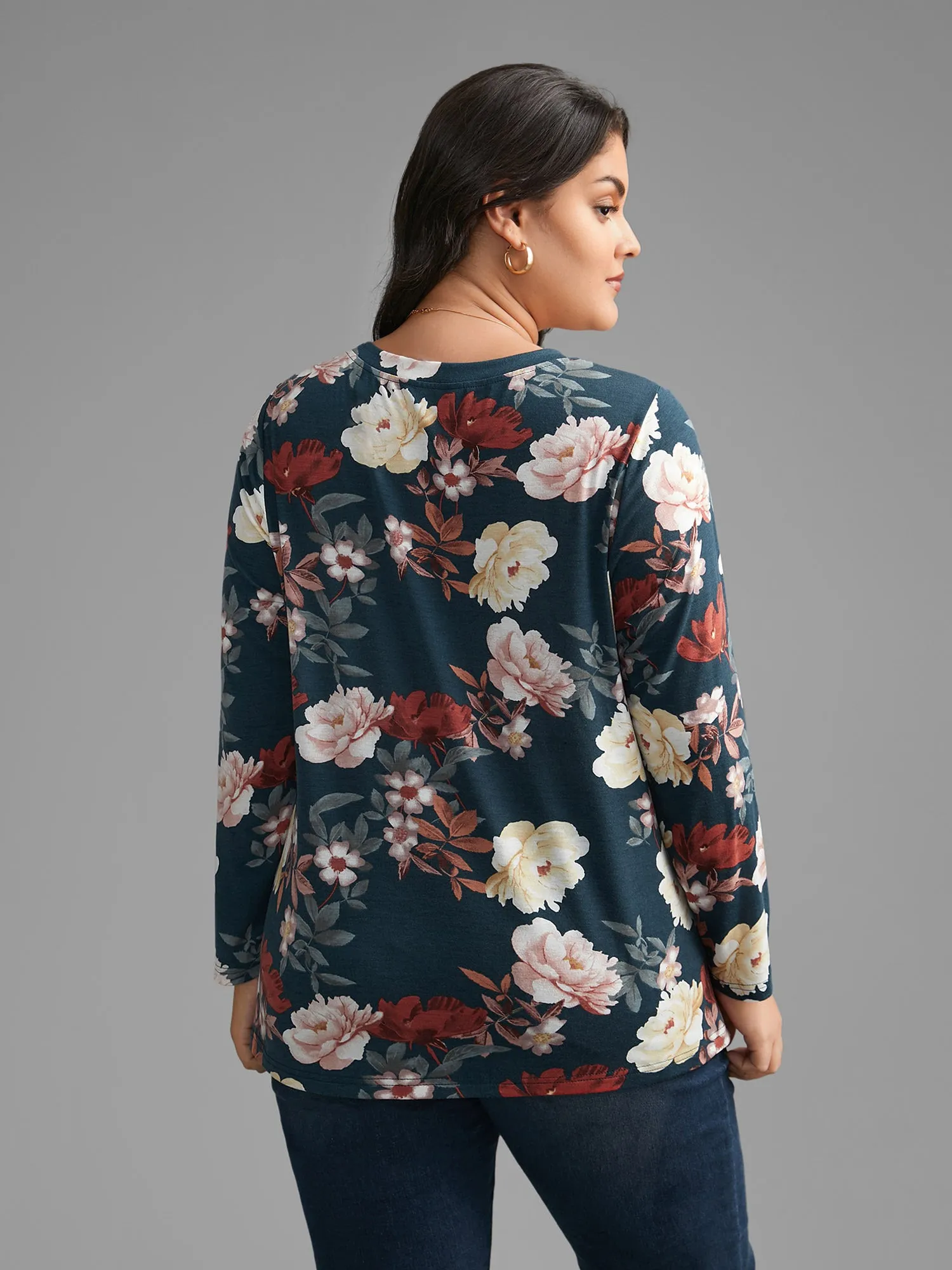 Floral Crew Neck Twist Front T-shirt sold by Bloomchic product image thumbnail 5