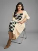 Square Neck Plaid Patchwork Knit Dress sold by Bloomchic