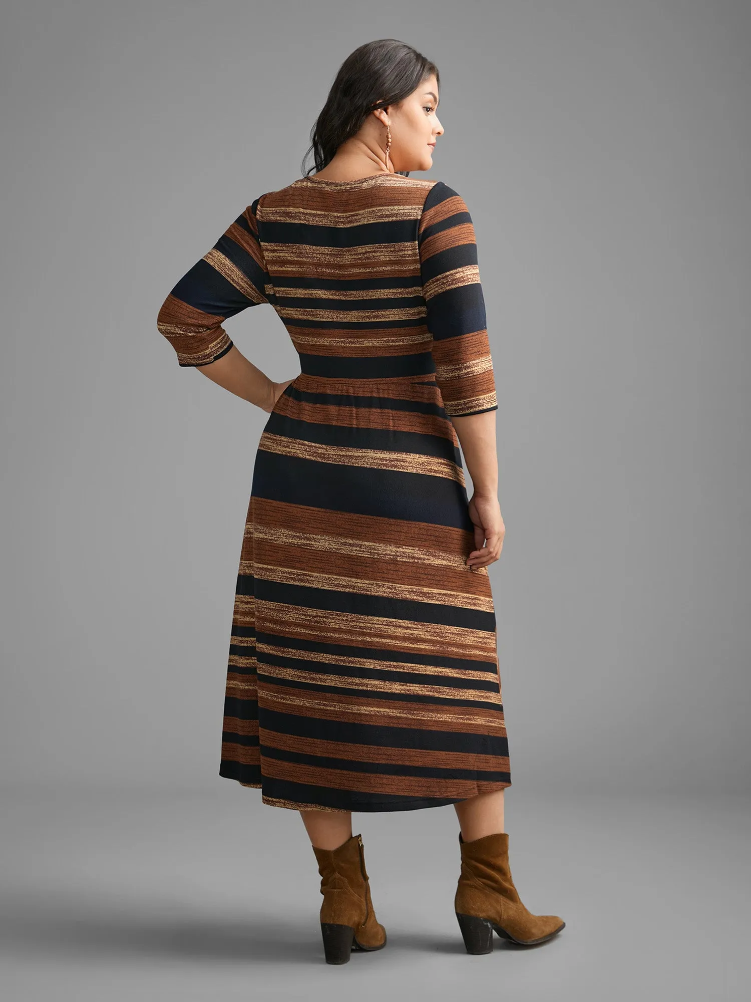 Striped Elastic Waist Tie Knot Dress sold by Bloomchic product image thumbnail 5