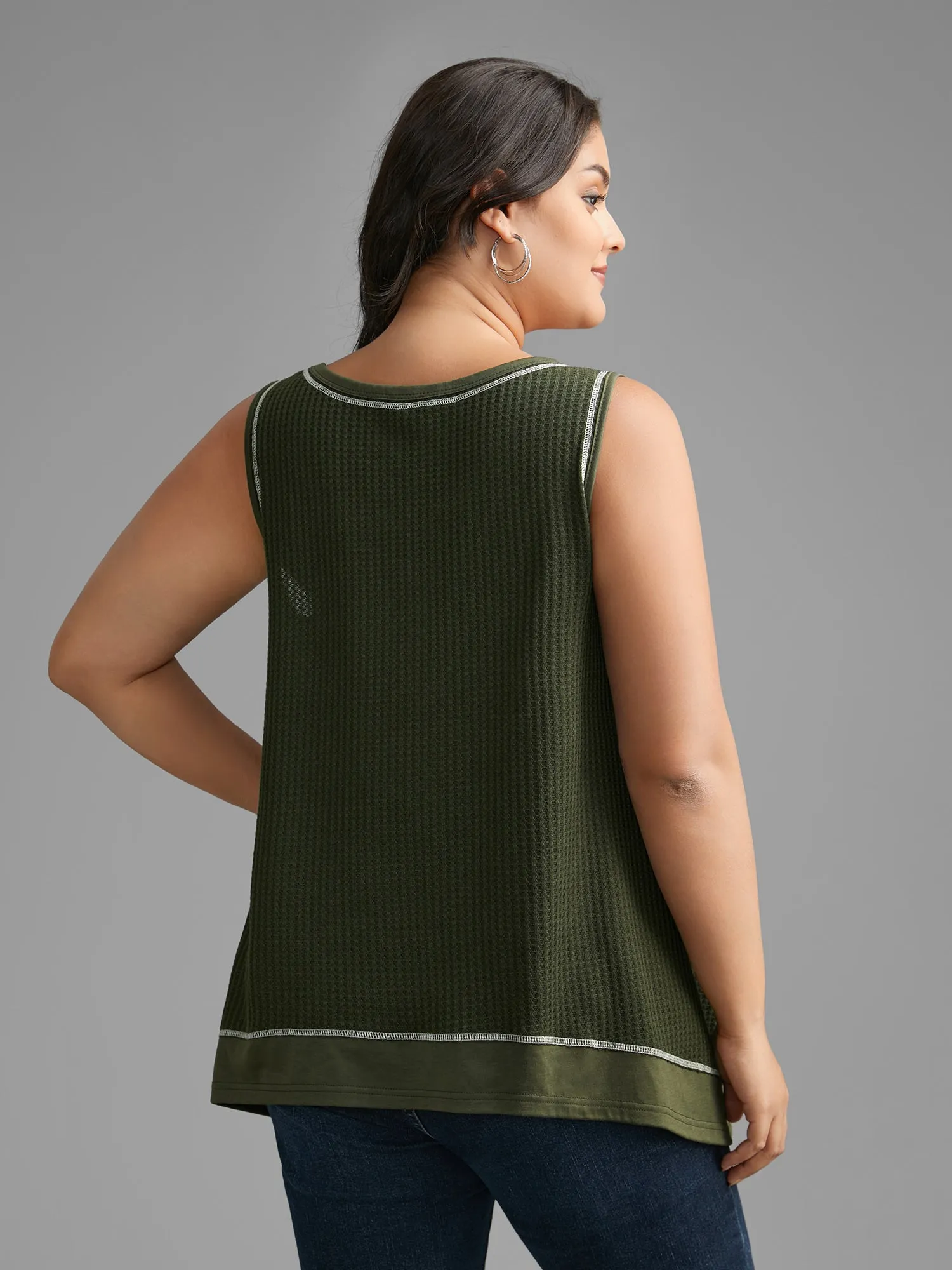 Waffle Knit Patchwork Topstitching Tank Top sold by Bloomchic product image thumbnail 5