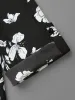 Silhouette Floral Print Tab Sleeve Slit Hem Blouse sold by Bloomchic