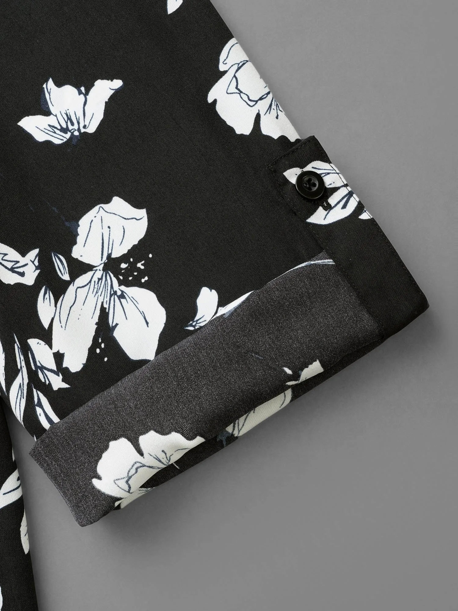 Silhouette Floral Print Tab Sleeve Slit Hem Blouse sold by Bloomchic product image thumbnail 5