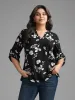 Silhouette Floral Print Tab Sleeve Slit Hem Blouse sold by Bloomchic