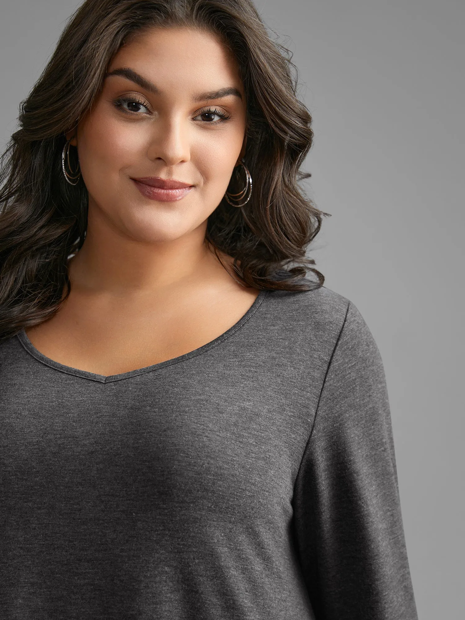 V Neck Lace Panel Jersey Top sold by Bloomchic product image thumbnail 4