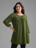 Woven Ribbon Tie Knot Gathered Blouse sold by Bloomchic