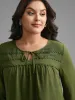 Woven Ribbon Tie Knot Gathered Blouse sold by Bloomchic