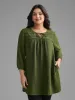 Woven Ribbon Tie Knot Gathered Blouse sold by Bloomchic
