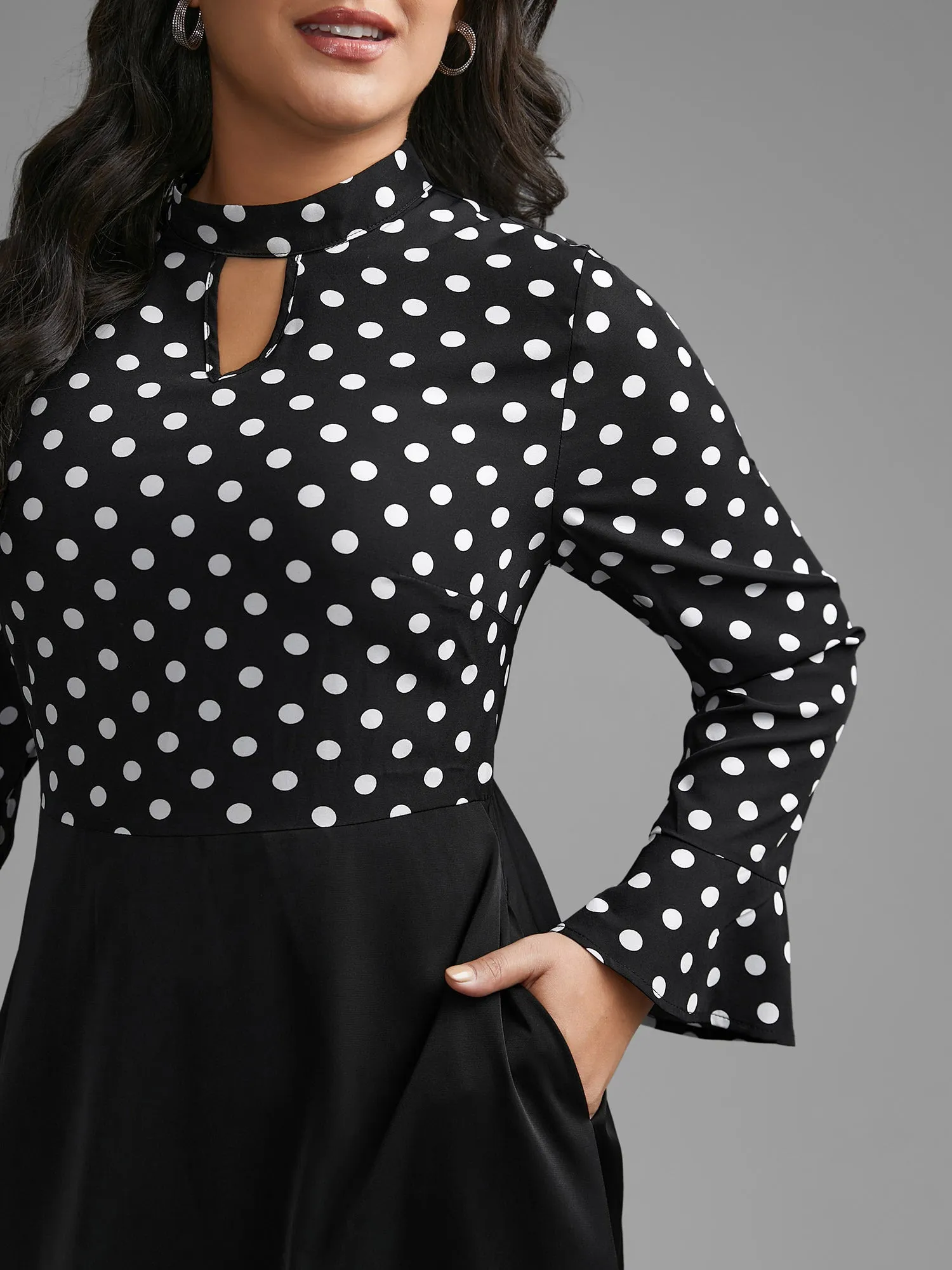 Polka Dot Patchwork Keyhole Dress sold by Bloomchic product image thumbnail 2