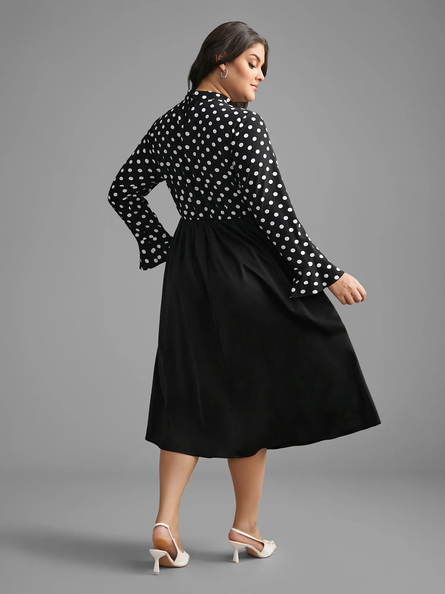 Polka Dot Patchwork Keyhole Dress sold by Bloomchic product image thumbnail 4