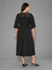 Lace Panel Elastic Waist Ruffle Sleeve Dress sold by Bloomchic