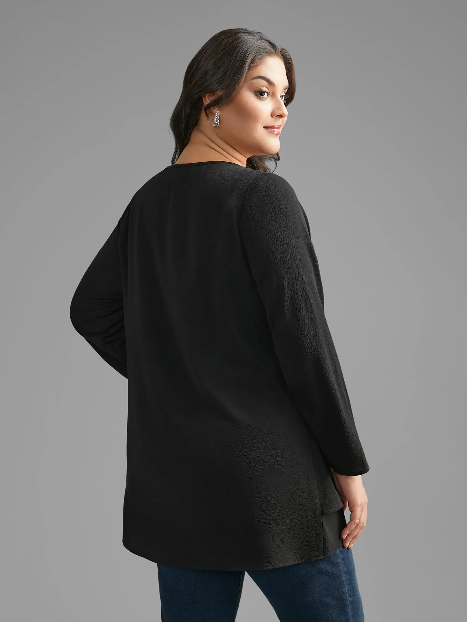 Crew Neck Wrap Tiered Ruffles Blouse sold by Bloomchic product image thumbnail 5