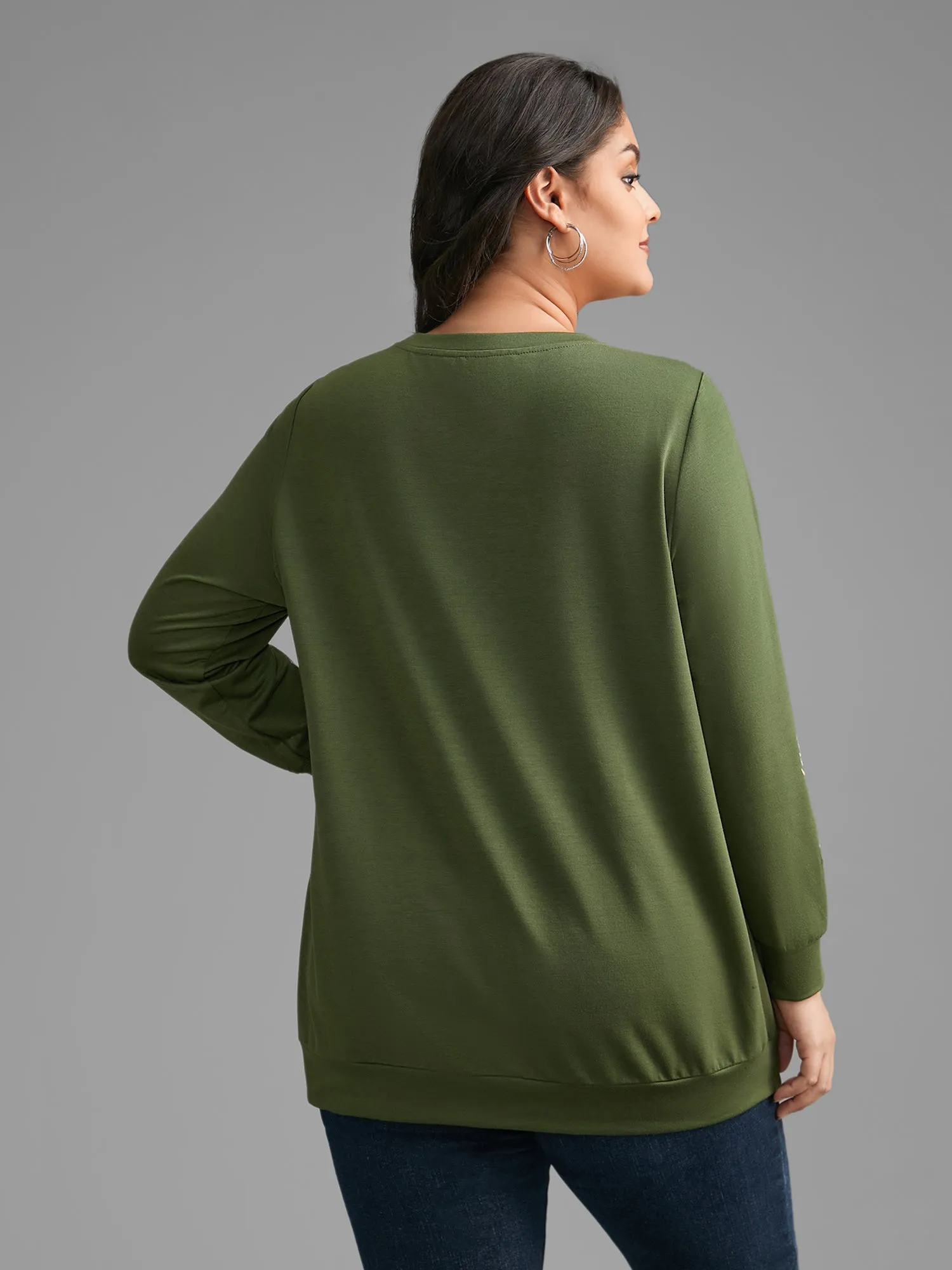 Crew Neck Floral Embroidered Sweatshirt sold by Bloomchic product image thumbnail 5