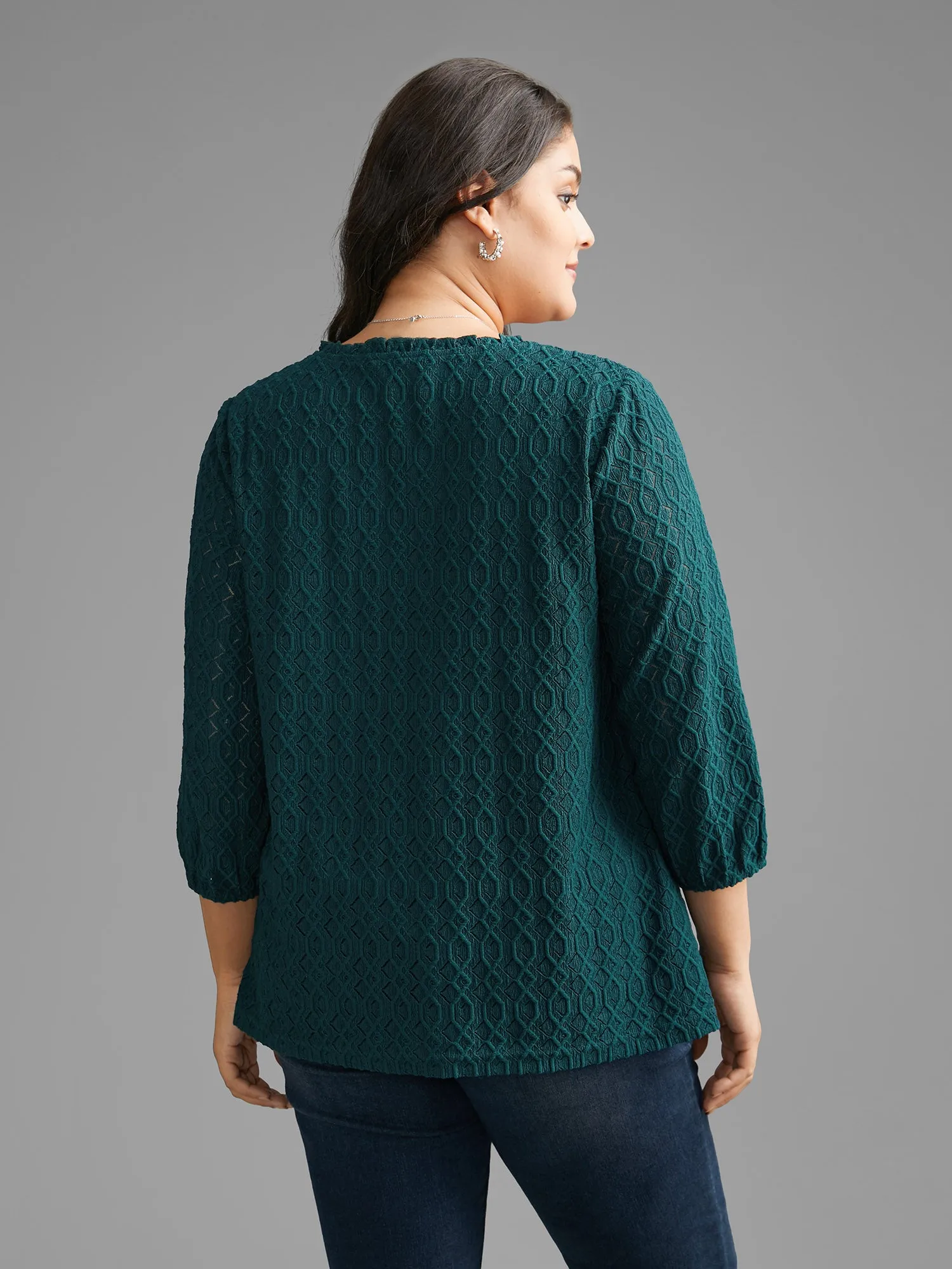 Notched Collar Textured Button Detail Jersey Top sold by Bloomchic product image thumbnail 5