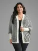 Striped Textured Kimono Collar Dolman Sleeve Cardigan sold by Bloomchic