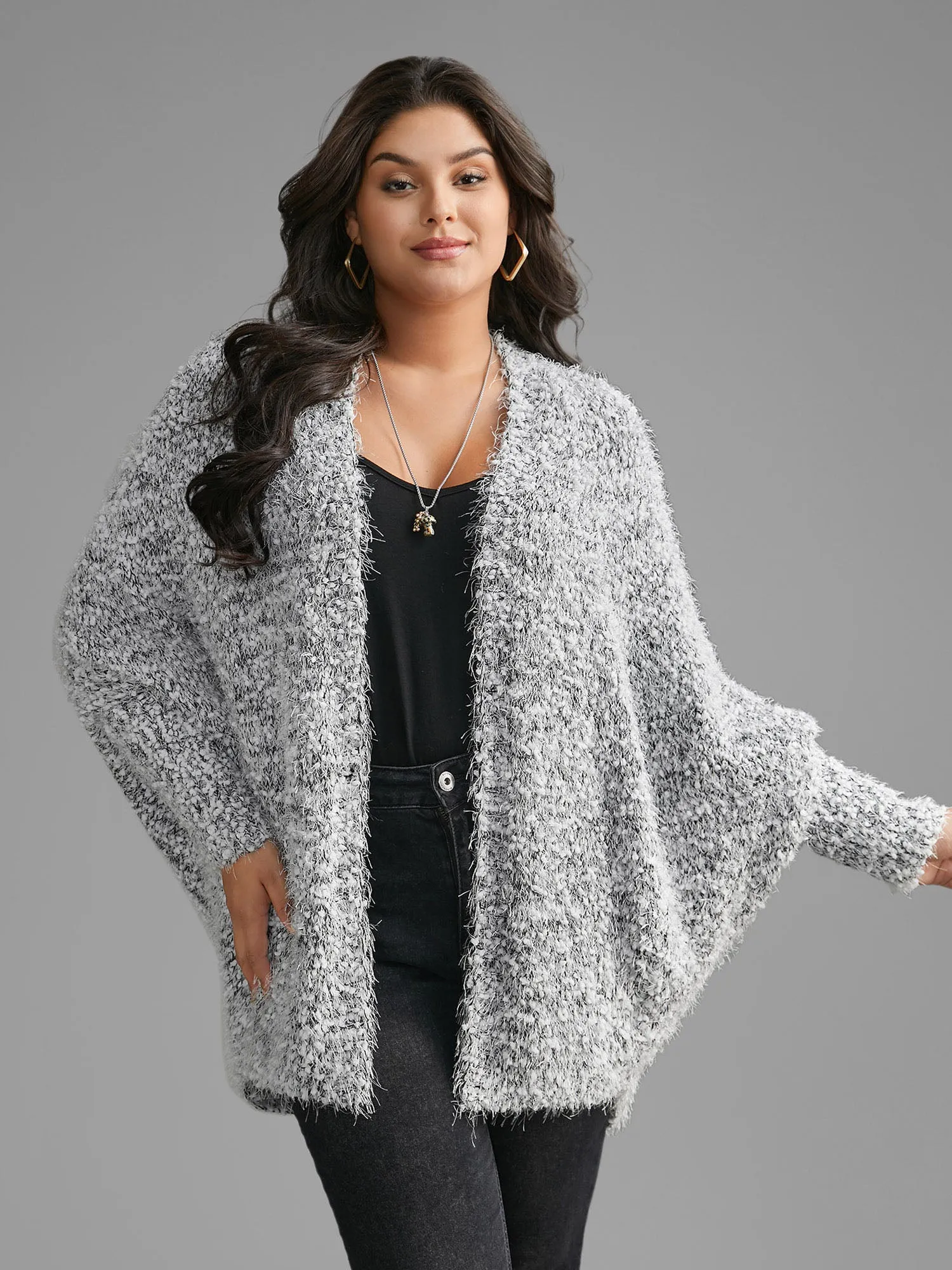 Heather Arc Hem Dolman Sleeve Cardigan sold by Bloomchic