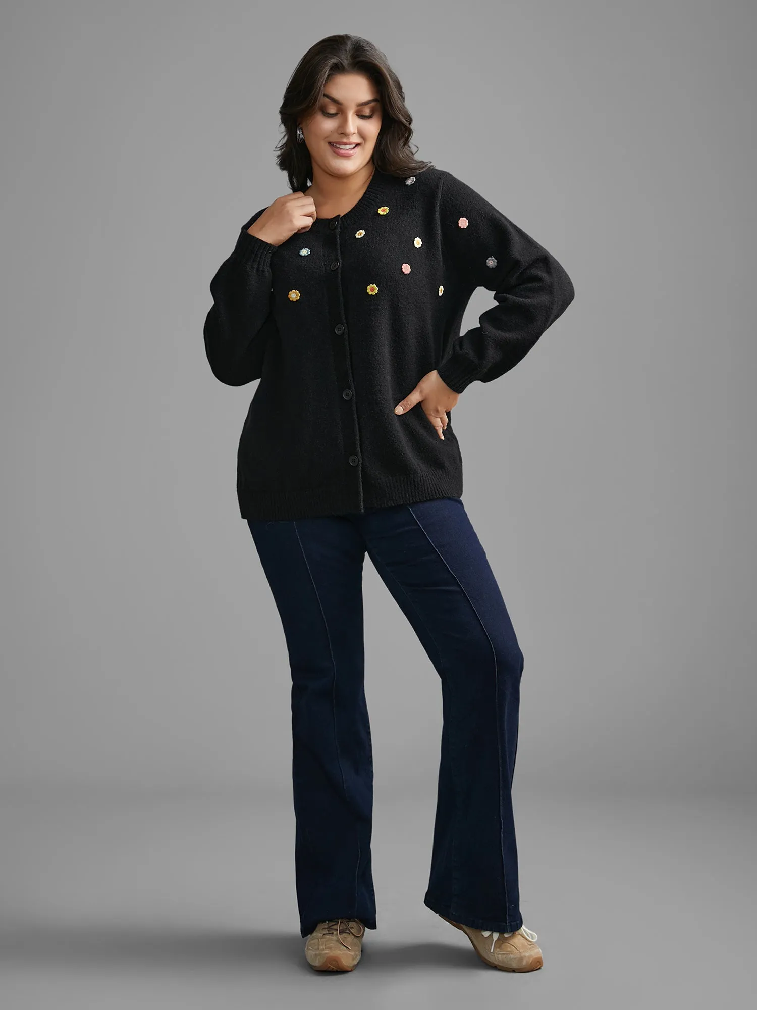 Stereo Flower Design Button Through Cardigan sold by Bloomchic product image thumbnail 4