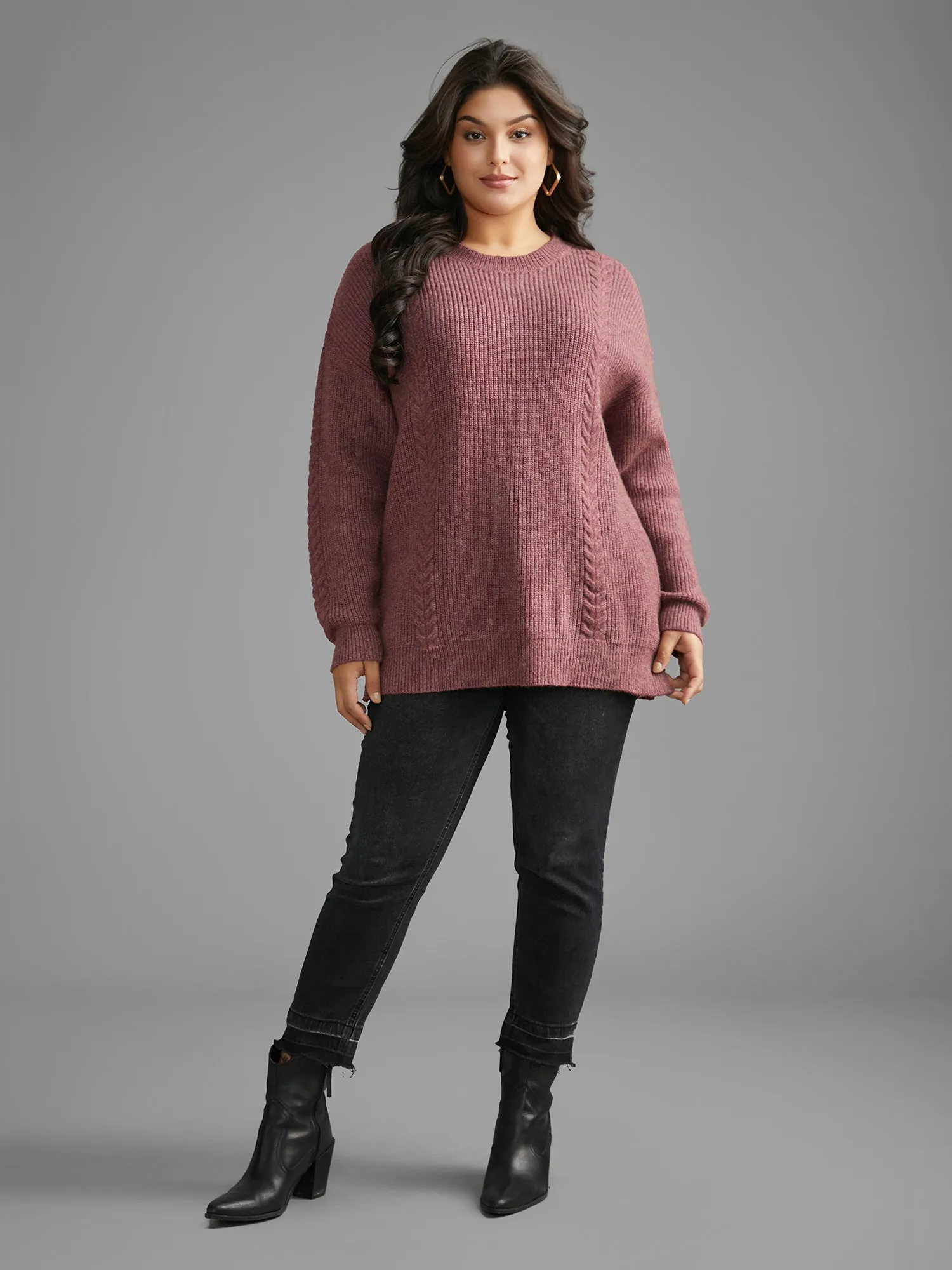 Plain Textured Cable Knit Backless Pullover sold by Bloomchic product image thumbnail 3