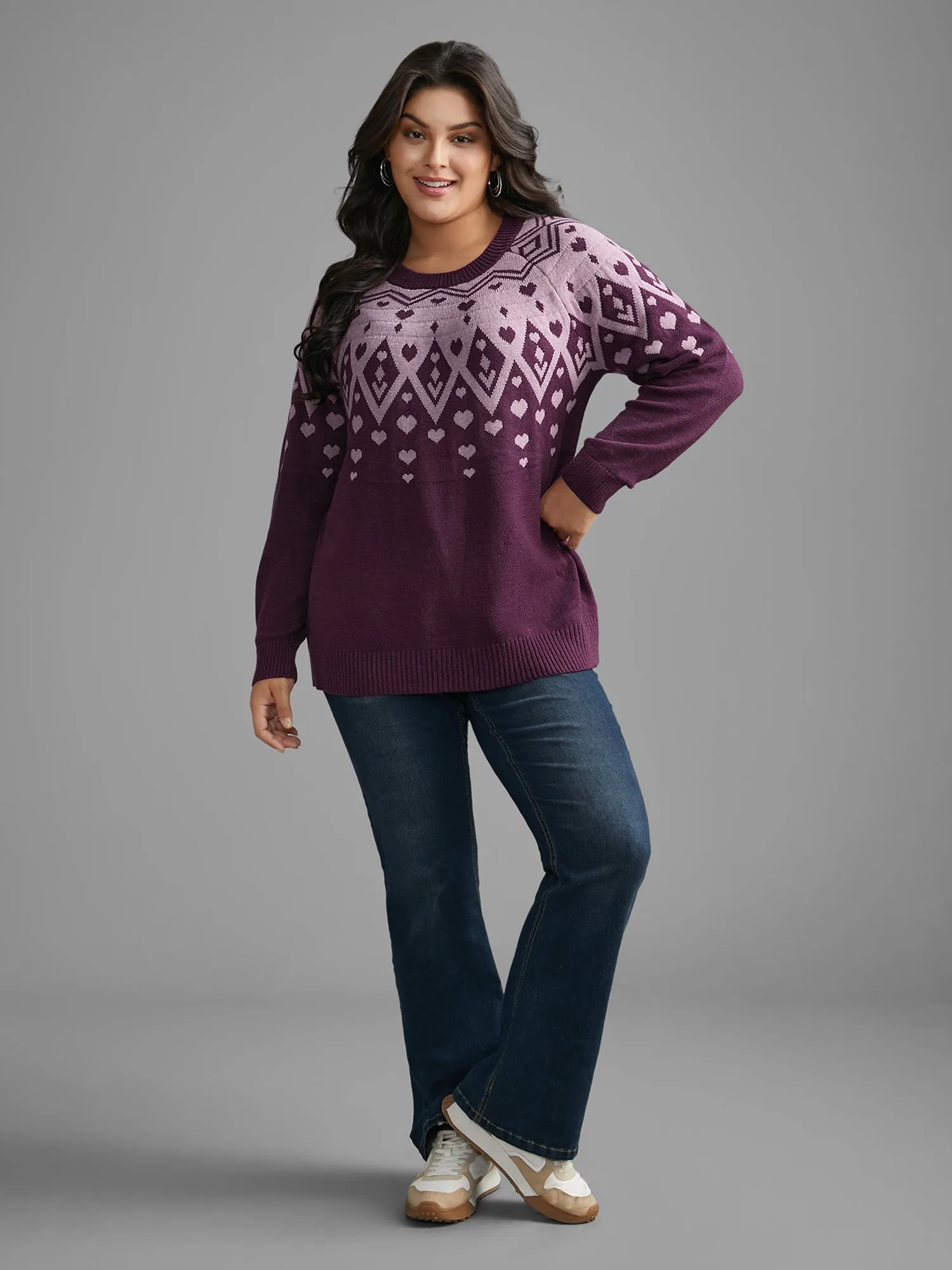 Heart Round Neck Raglan Sleeve Pullover sold by Bloomchic product image thumbnail 4