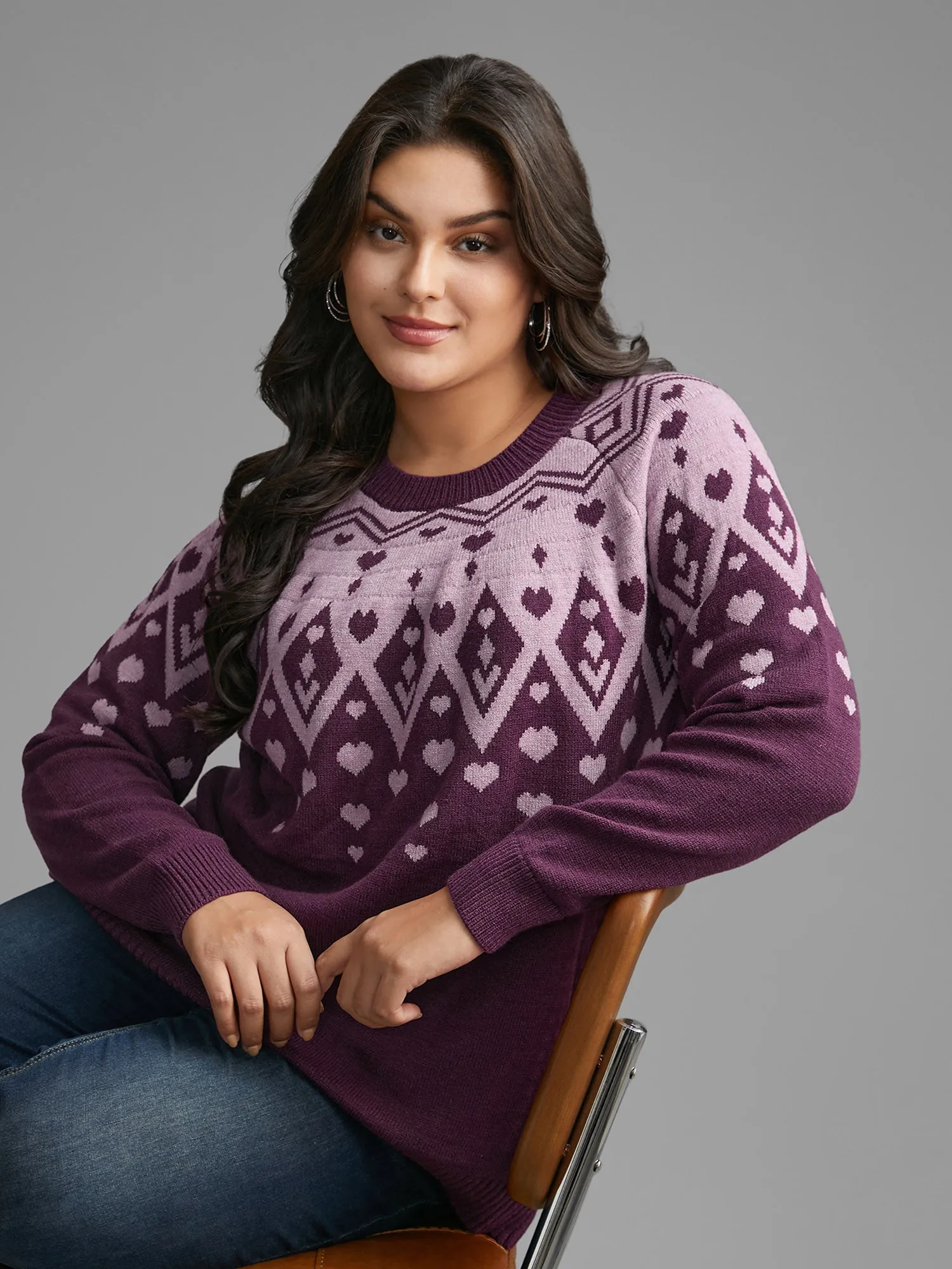 Heart Round Neck Raglan Sleeve Pullover sold by Bloomchic product image thumbnail 3